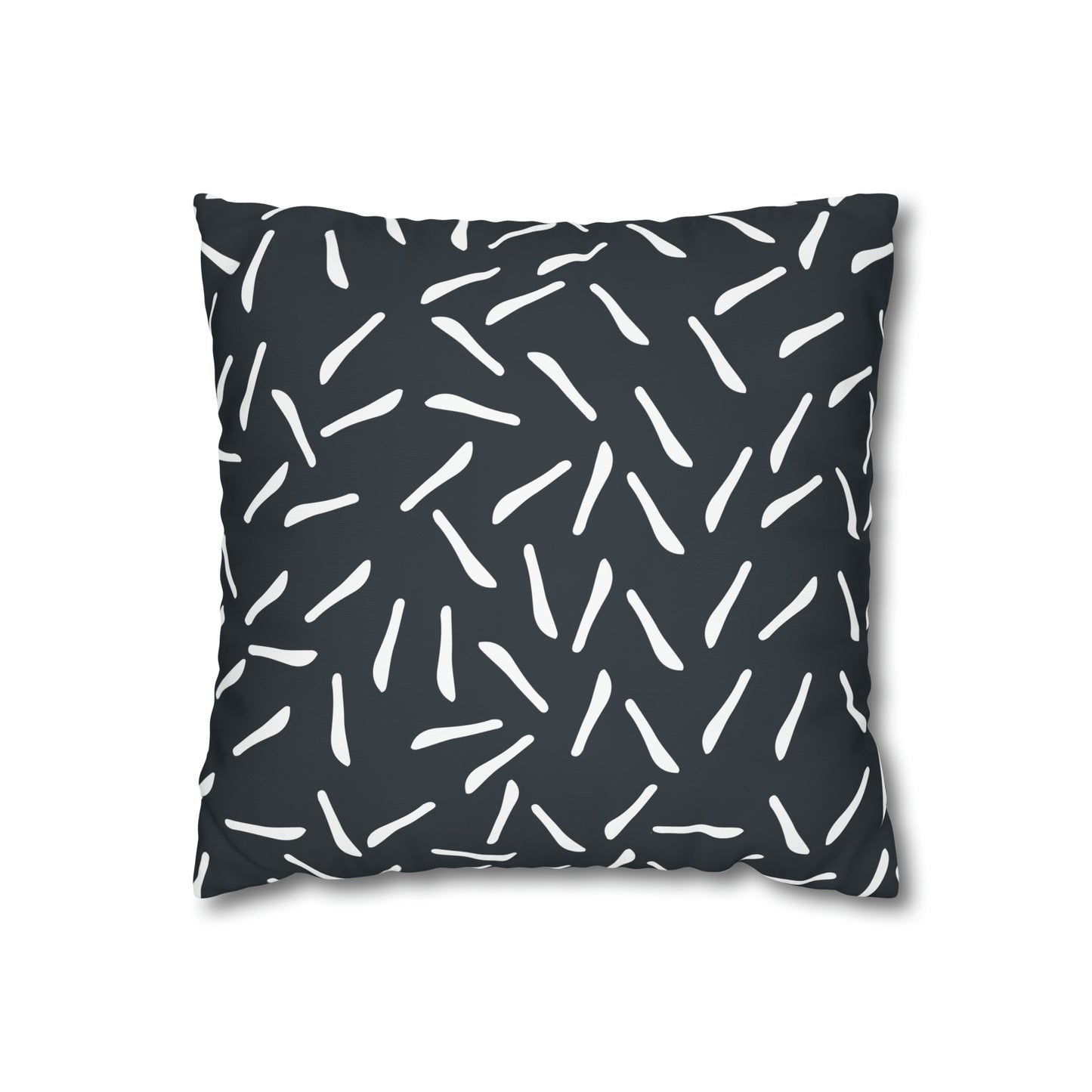 Fleeting Navy white lines Square Poly Canvas Pillowcase