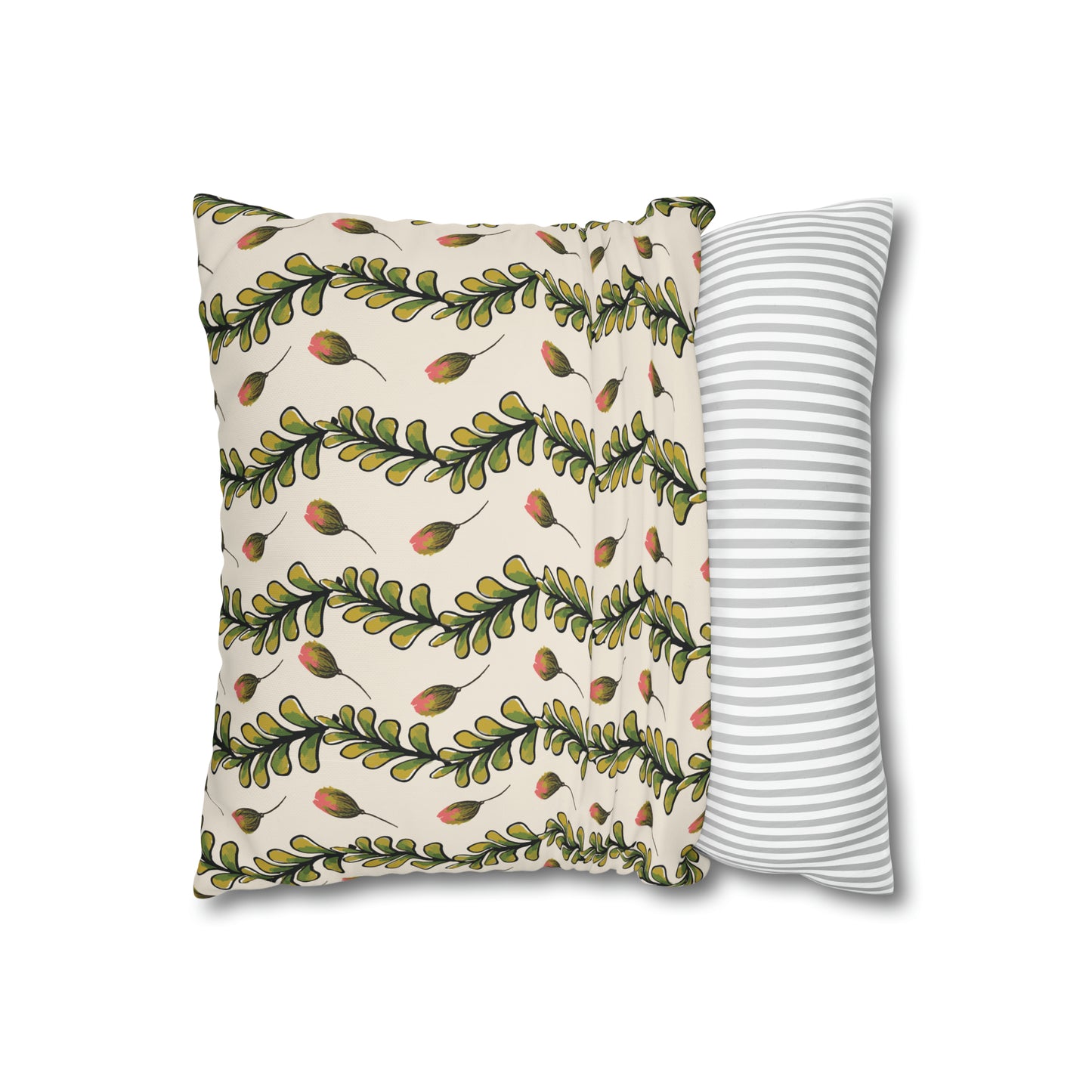 Fleeting Rose and Leaves Square Poly Canvas Pillowcase