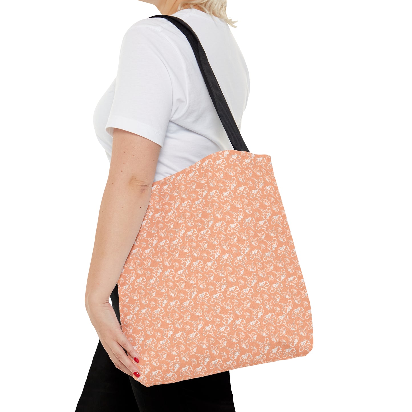 Light Peach with White Flowers Tote Bag