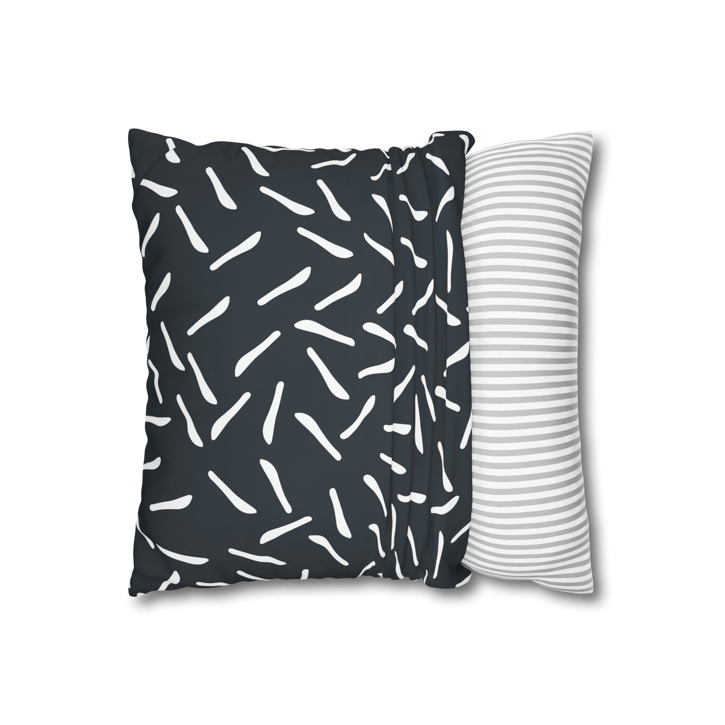 Fleeting Navy white lines Square Poly Canvas Pillowcase