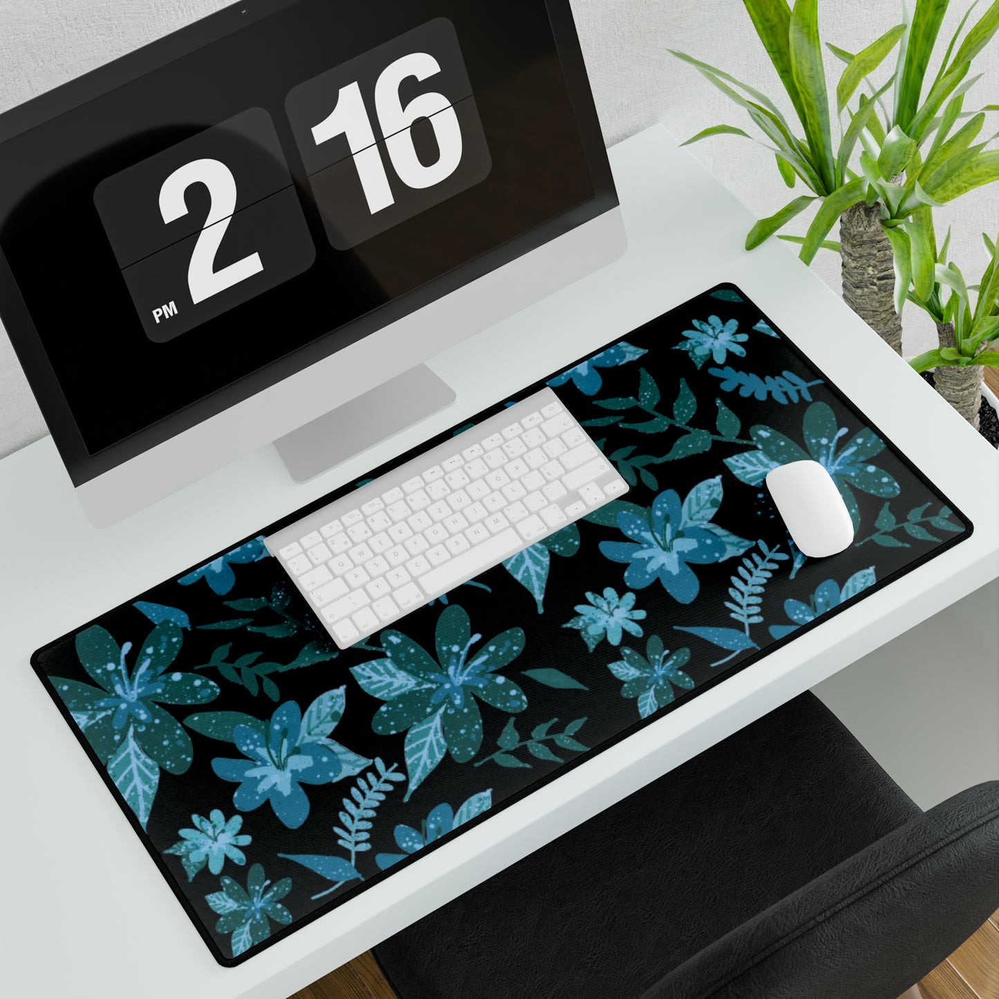 Blue Floral Sense Desk Mat