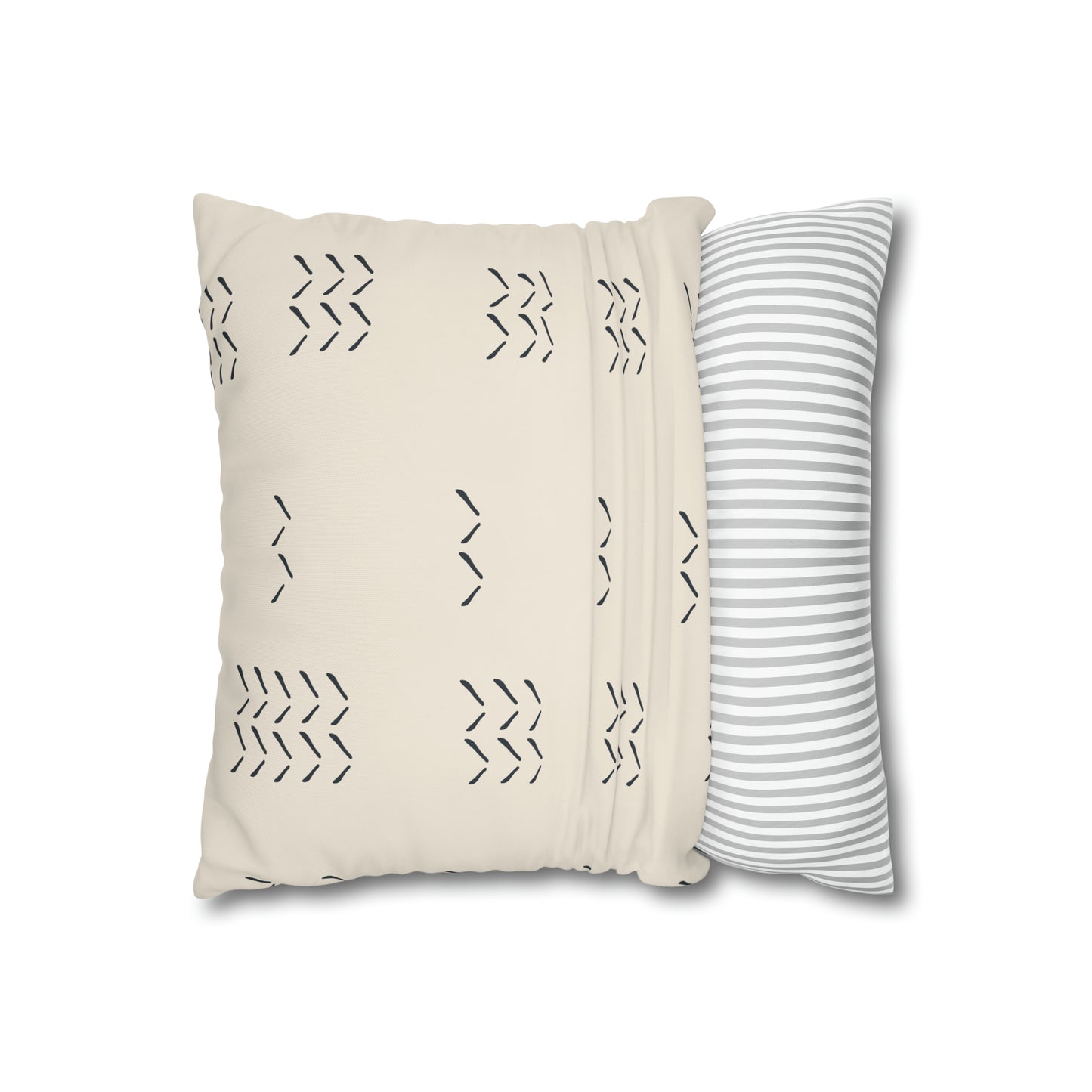 Fleeting Navy Directional Cream Square Poly Canvas Pillowcase