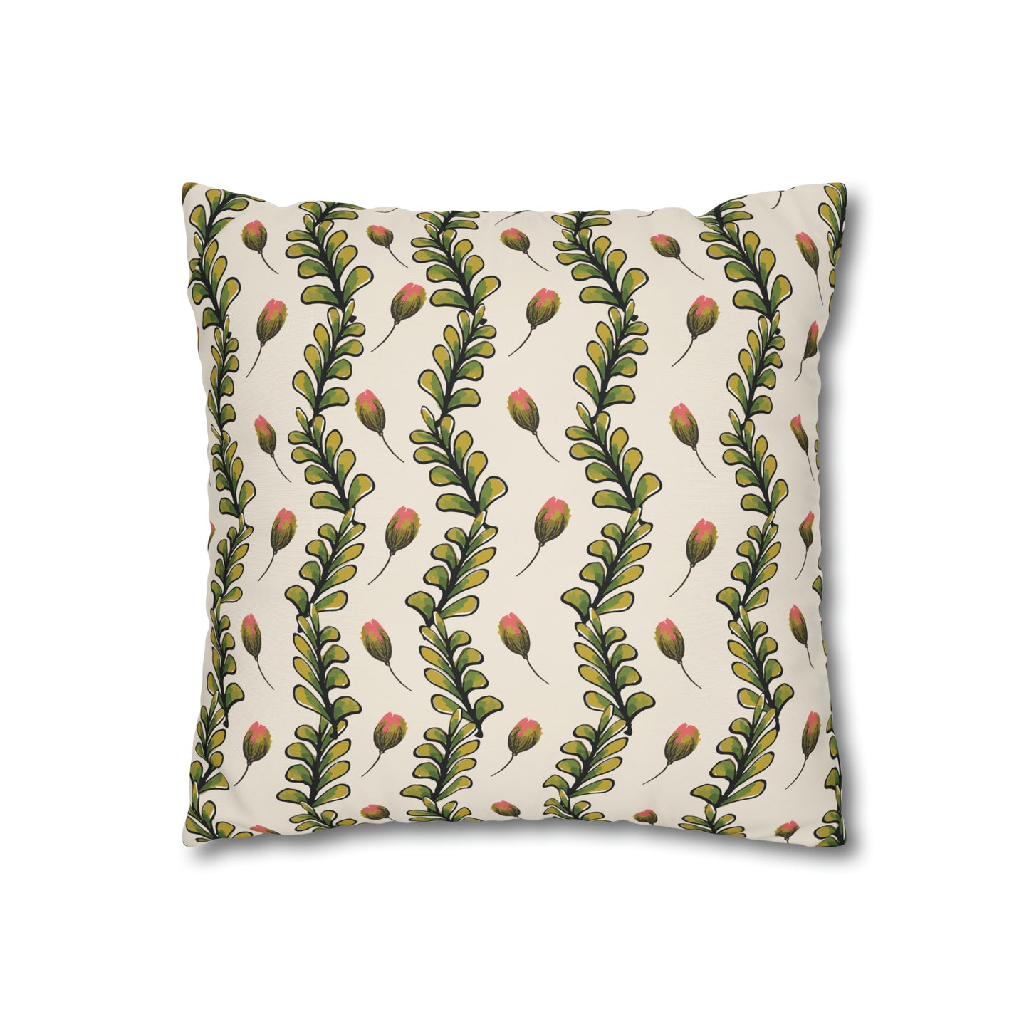 Fleeting Rose and Leaves Square Poly Canvas Pillowcase