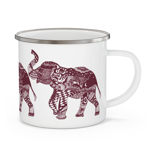 Elephant Maroon Enamel Camping Mug