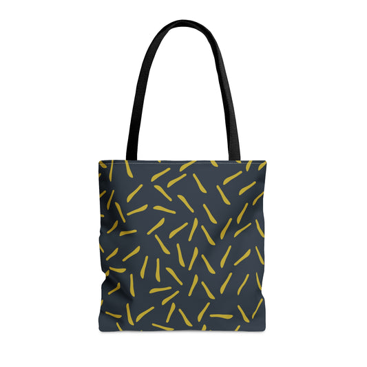 Navy with Green Lines Tote Bag