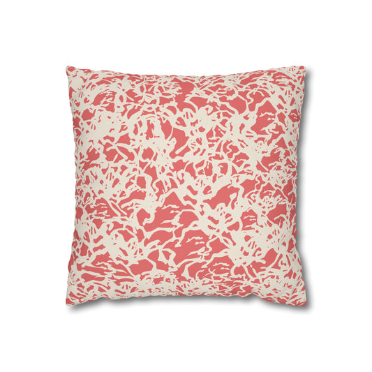 Peach Floral Crown Cream Square Poly Canvas Pillowcase