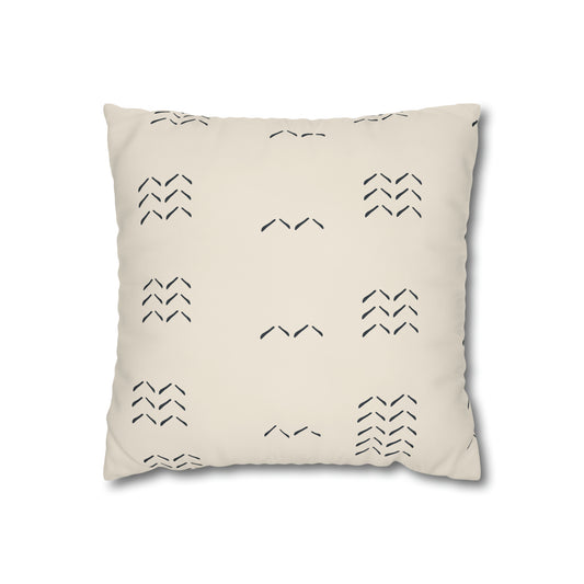 Fleeting Navy Directional Cream Square Poly Canvas Pillowcase