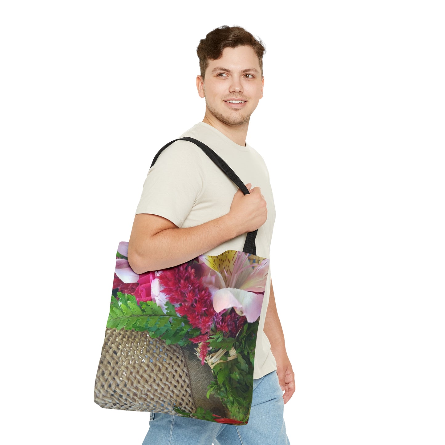 Wicker Floral Tote Bag