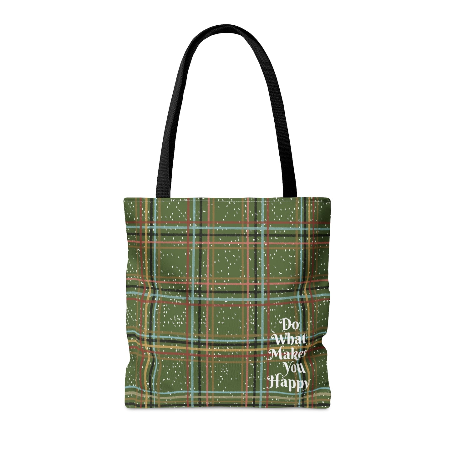Green Plaid "Do What Makes You Happy" Tote Bag