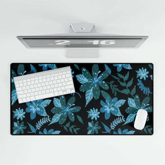 Blue Floral Sense Desk Mat - Squirrellyartmama