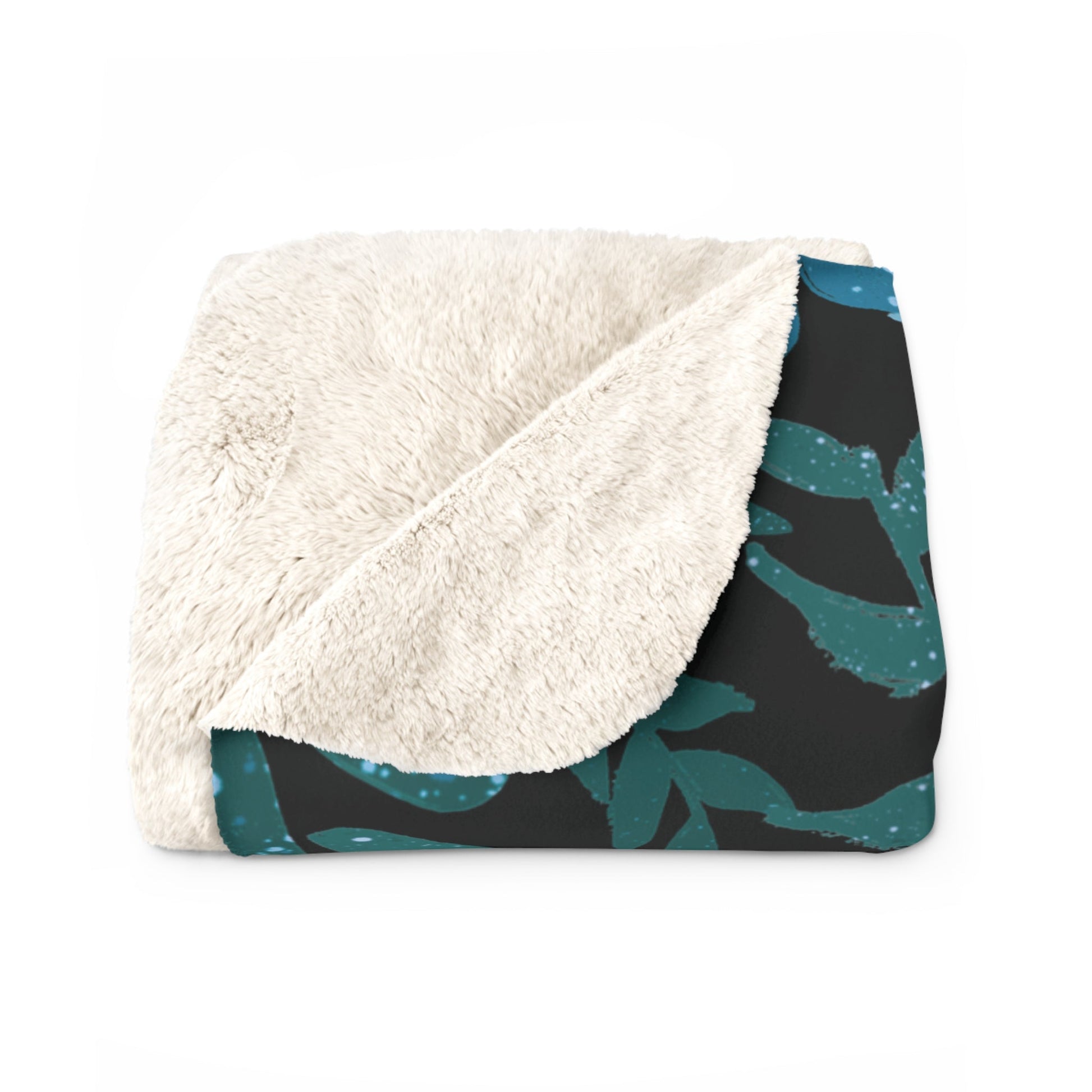 Blue Floral Sense Sherpa Fleece Blanket - Squirrellyartmama