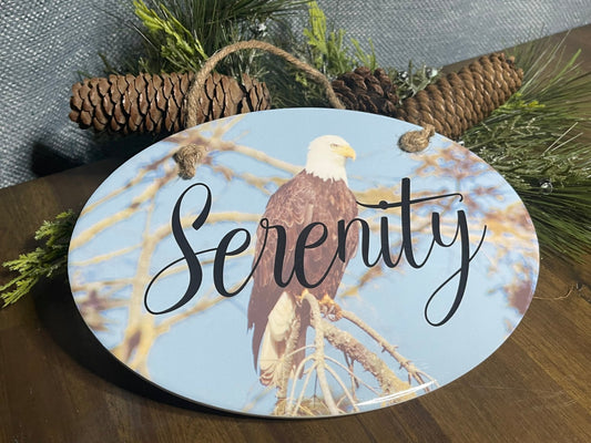 Ceramic Plaque - Serenity Eagle Oval Ceramic Plaque - Squirrellyartmama