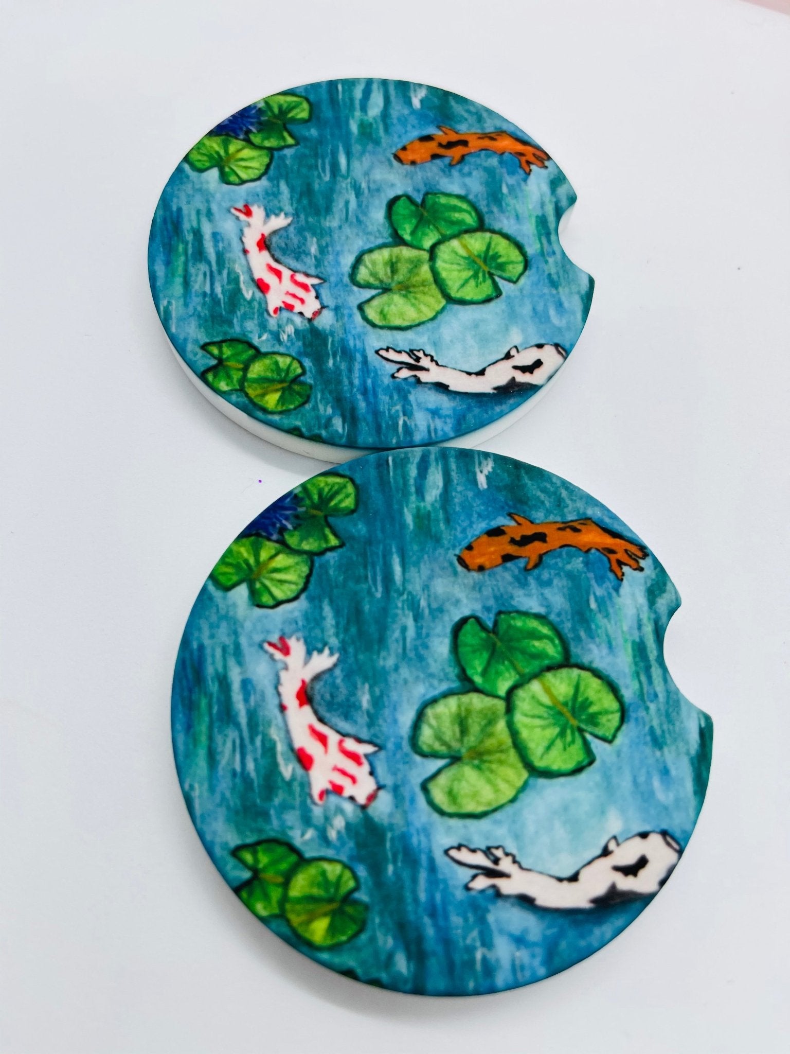 Coaster Sandstone Car Coaster Set - Koi Pond - Squirrellyartmama