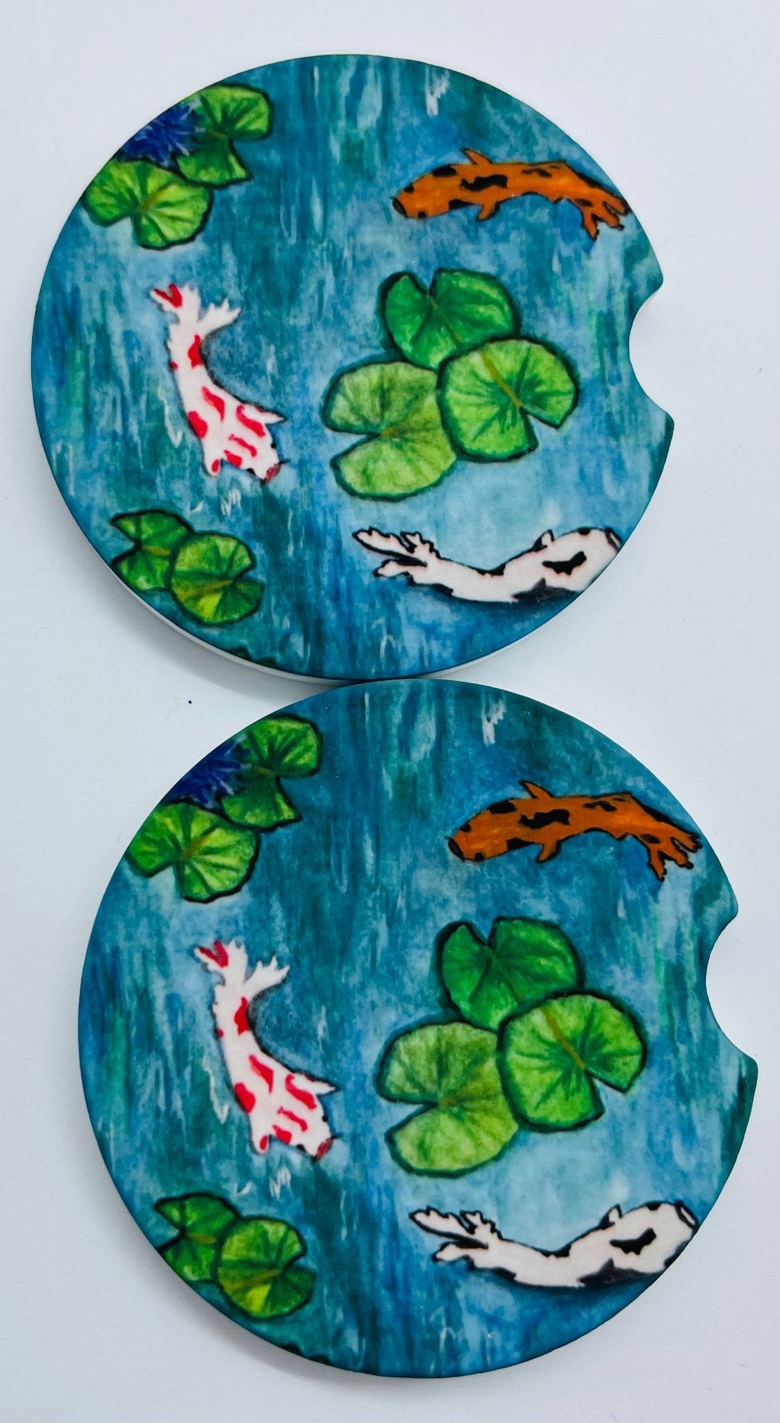 Coaster Sandstone Car Coaster Set - Koi Pond - Squirrellyartmama