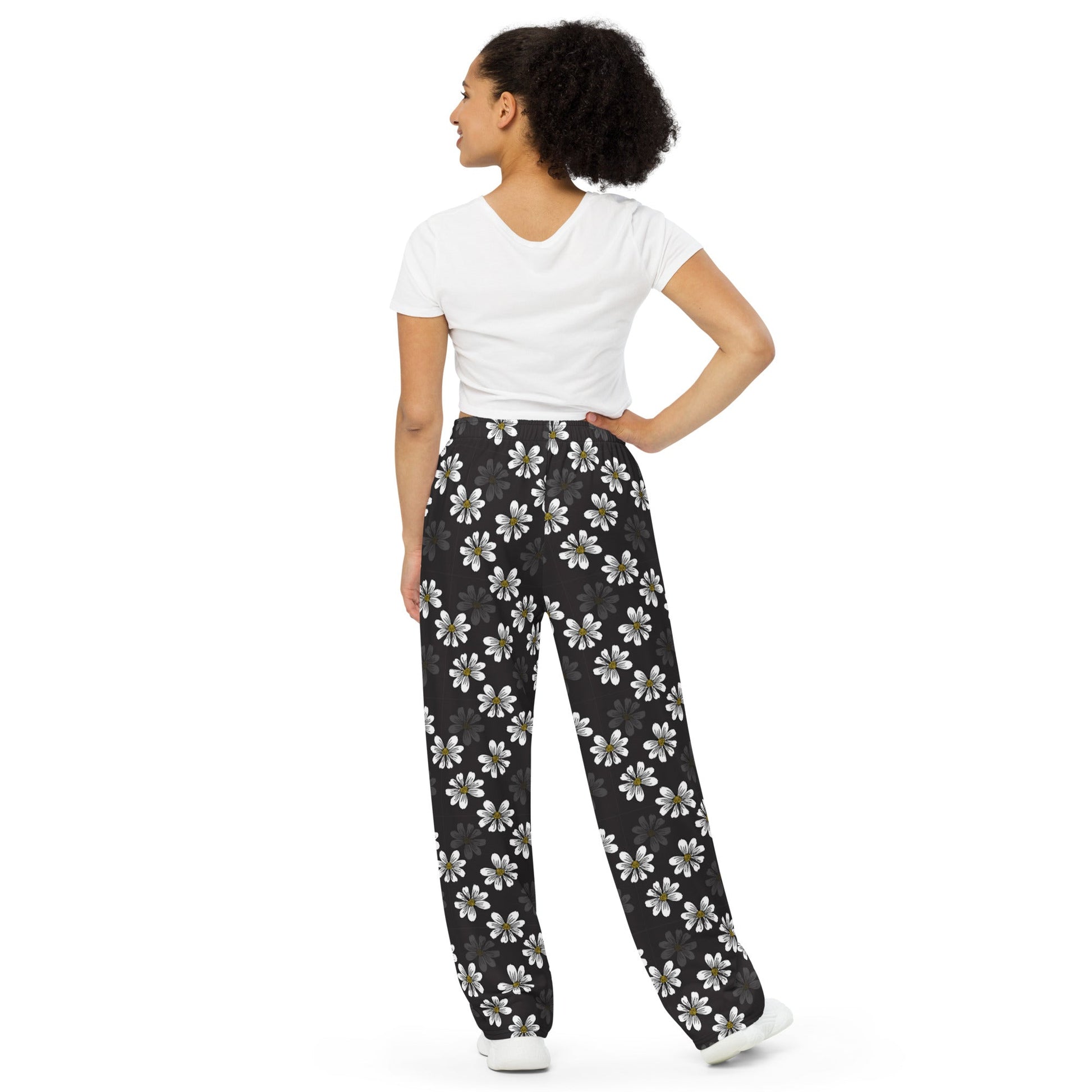 Dark Bloom unisex wide - leg pajama pants - Squirrellyartmama