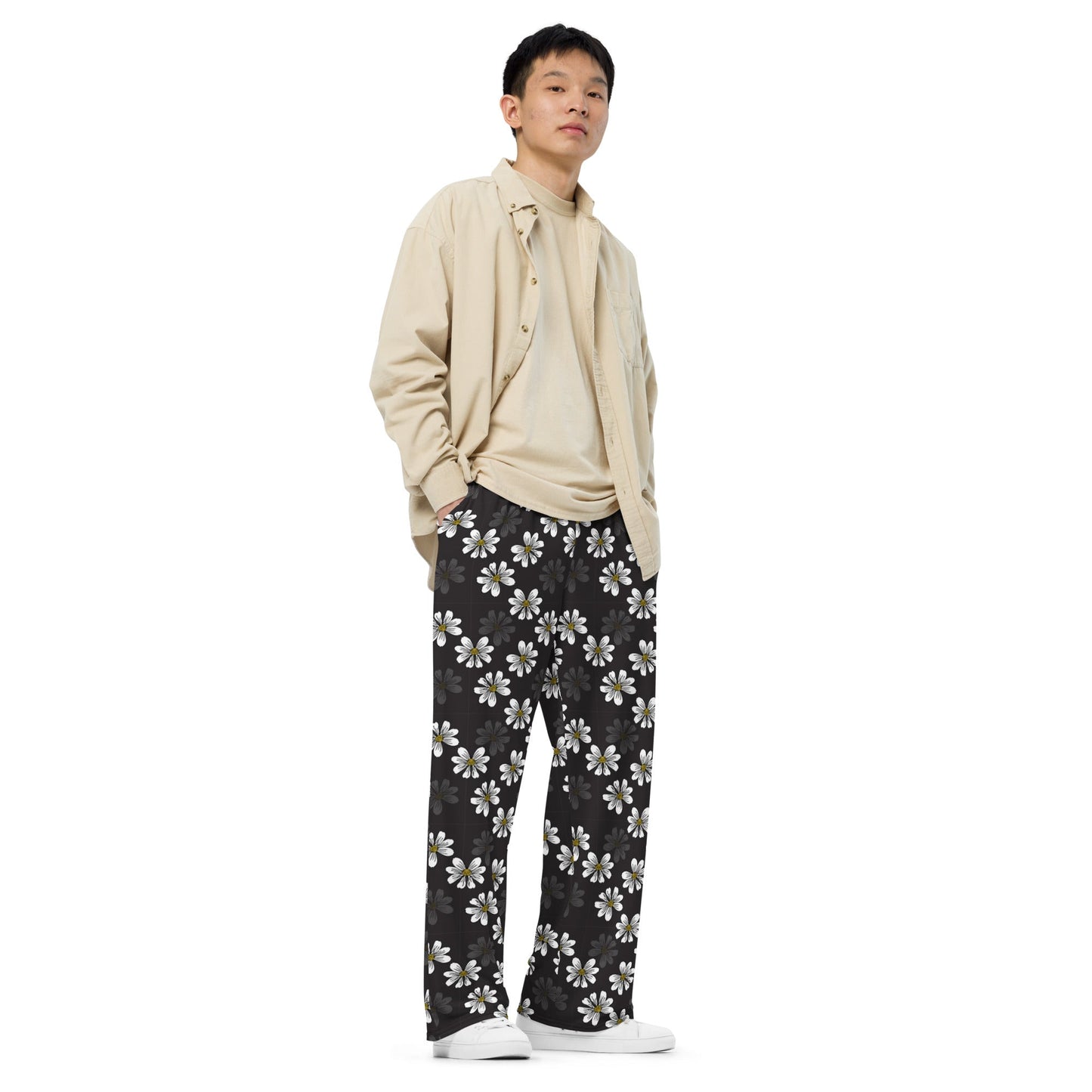 Dark Bloom unisex wide - leg pajama pants - Squirrellyartmama