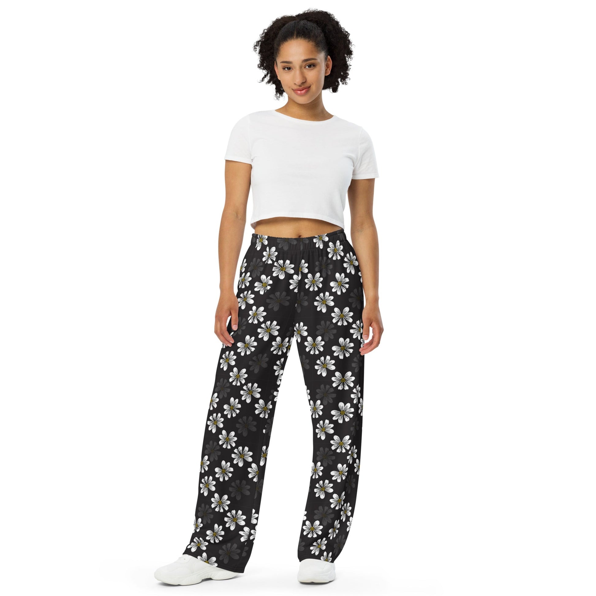 Dark Bloom unisex wide - leg pajama pants - Squirrellyartmama