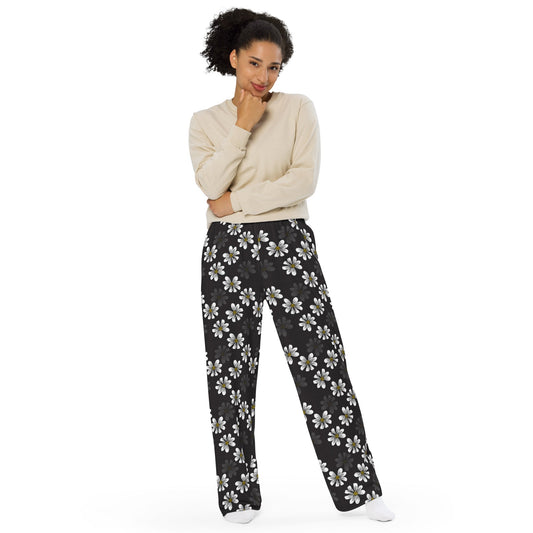 Dark Bloom unisex wide - leg pajama pants - Squirrellyartmama