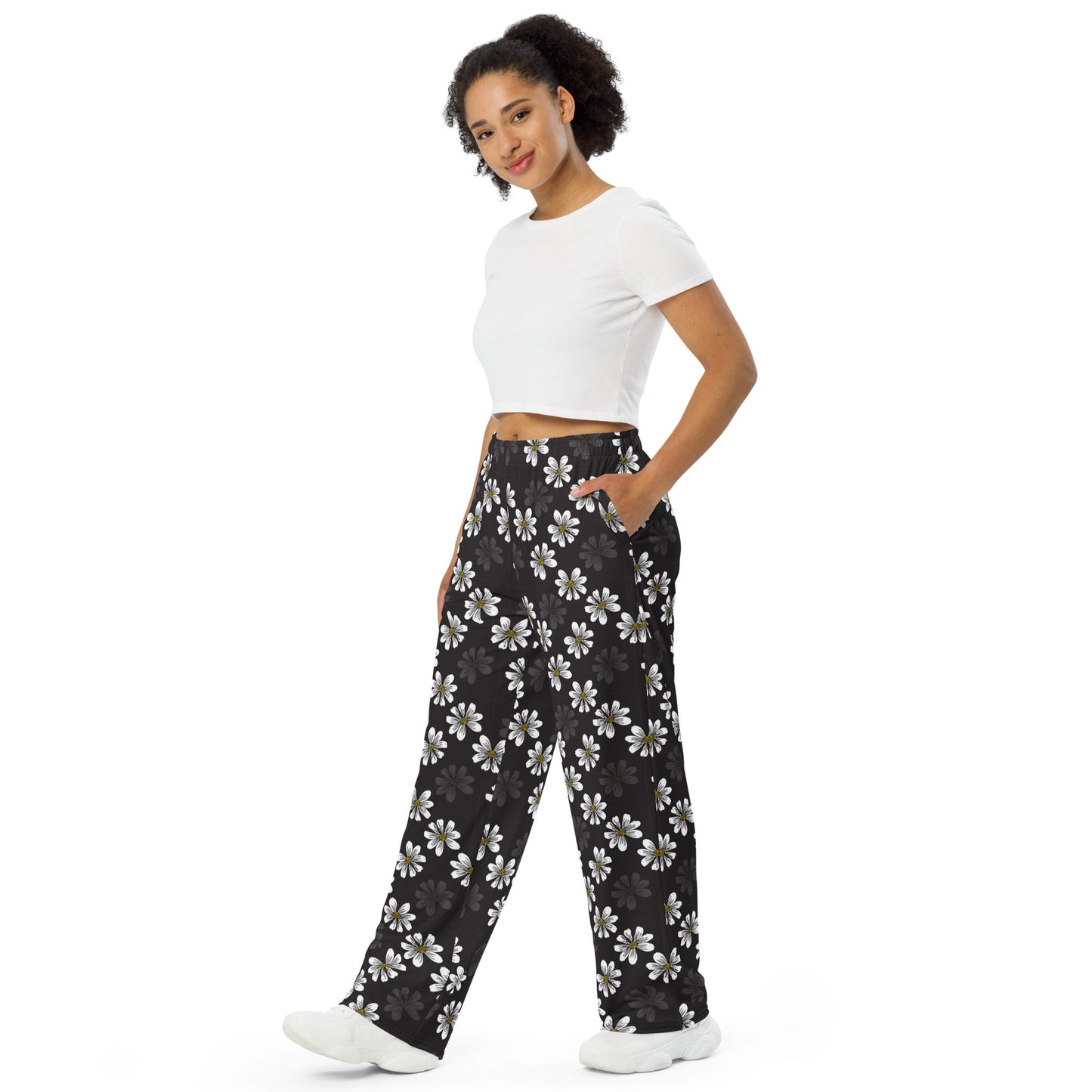 Dark Bloom unisex wide - leg pajama pants - Squirrellyartmama