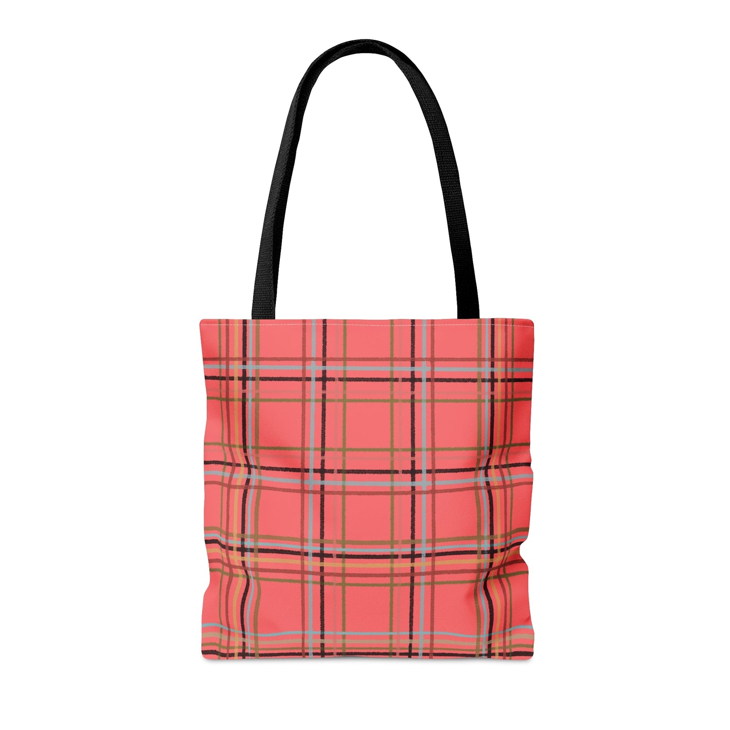 Dark Peach Plaid Tote Bag - Squirrellyartmama