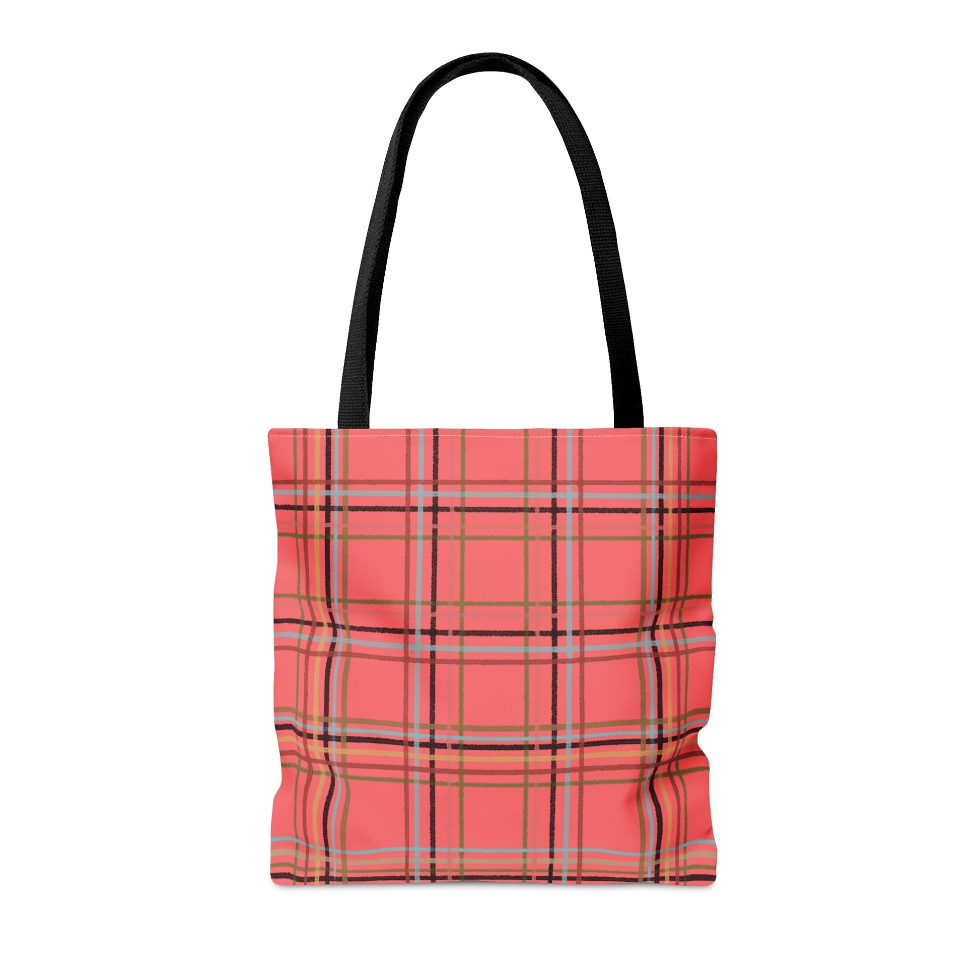 Dark Peach Plaid Tote Bag - Squirrellyartmama