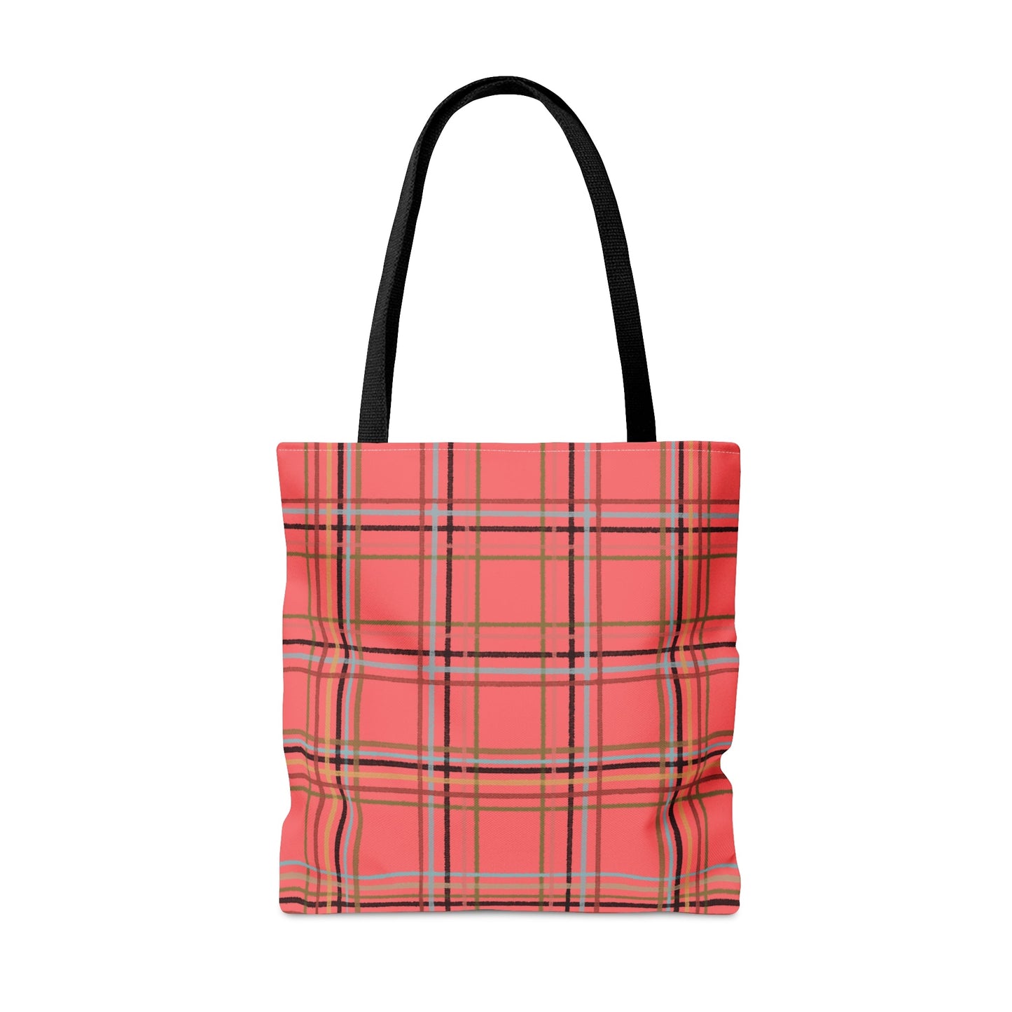 Dark Peach Plaid Tote Bag - Squirrellyartmama