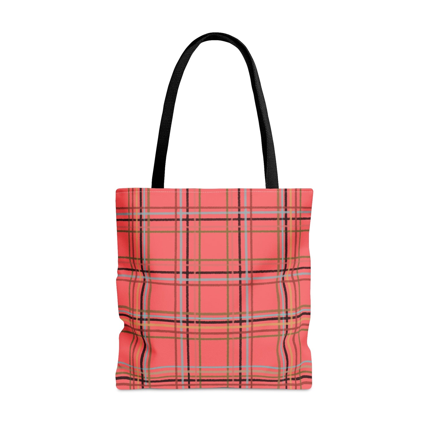 Dark Peach Plaid Tote Bag - Squirrellyartmama