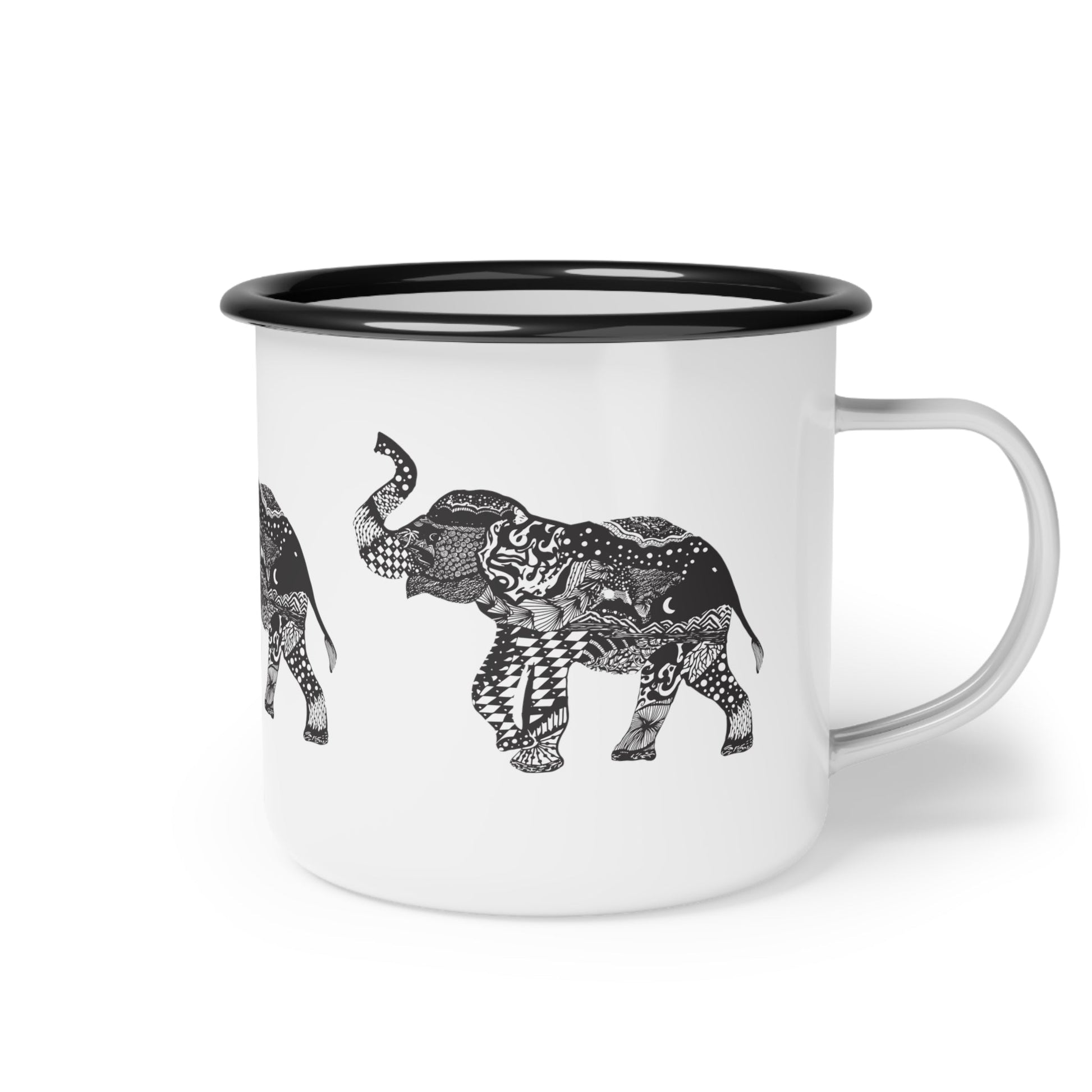 Elephant Enamel Camp Cup with Black rim - Squirrellyartmama