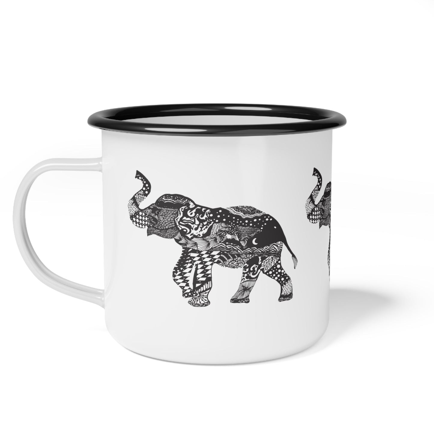 Elephant Enamel Camp Cup with Black rim - Squirrellyartmama