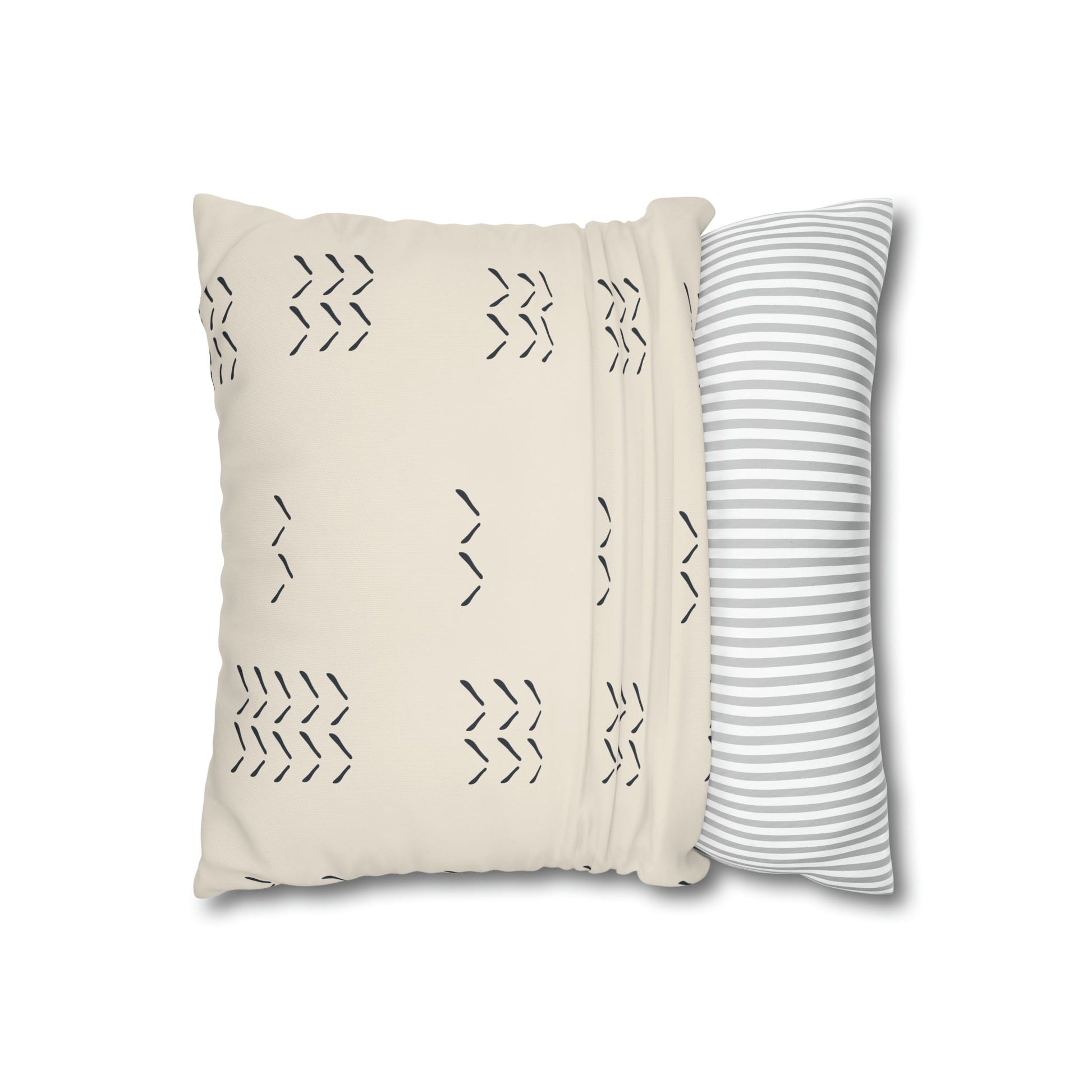 Fleeting Navy Directional Cream Square Poly Canvas Pillowcase - Squirrellyartmama