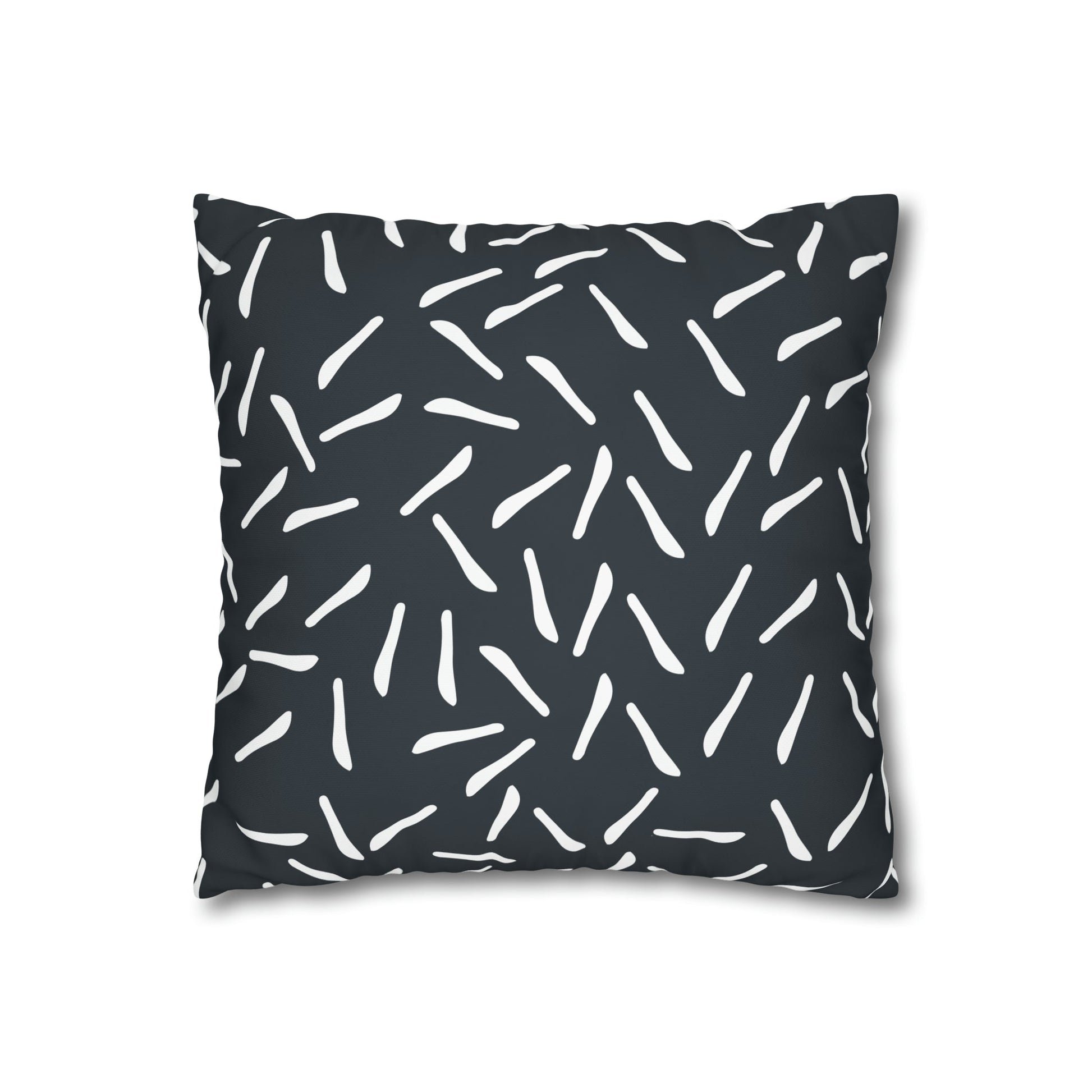 Fleeting Navy white lines Square Poly Canvas Pillowcase - Squirrellyartmama