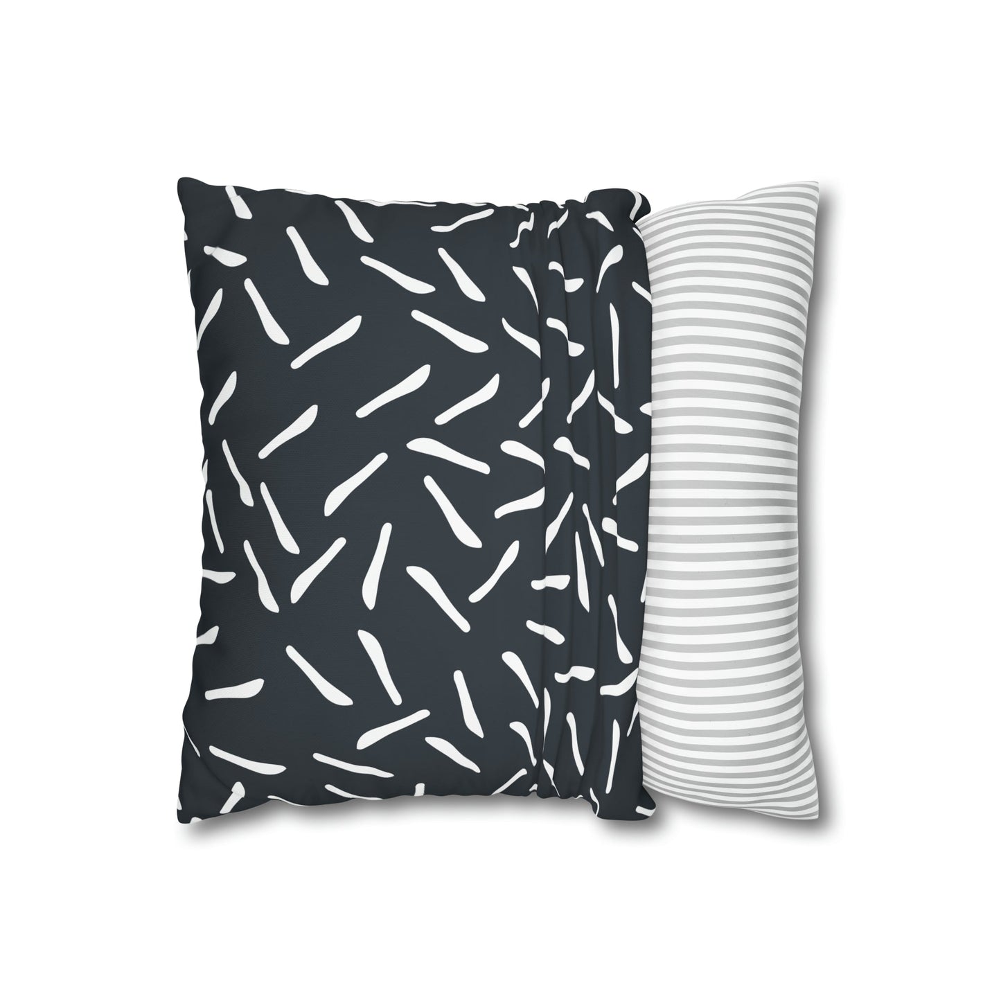 Fleeting Navy white lines Square Poly Canvas Pillowcase - Squirrellyartmama