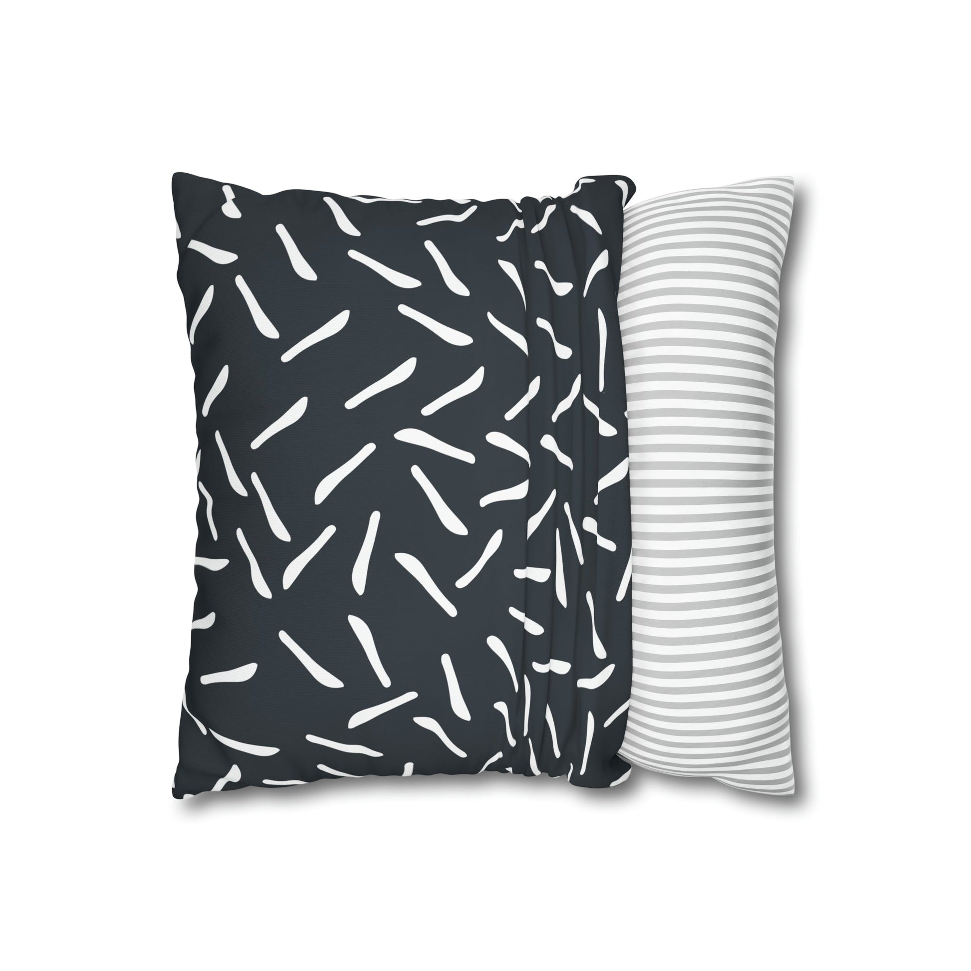 Fleeting Navy white lines Square Poly Canvas Pillowcase - Squirrellyartmama