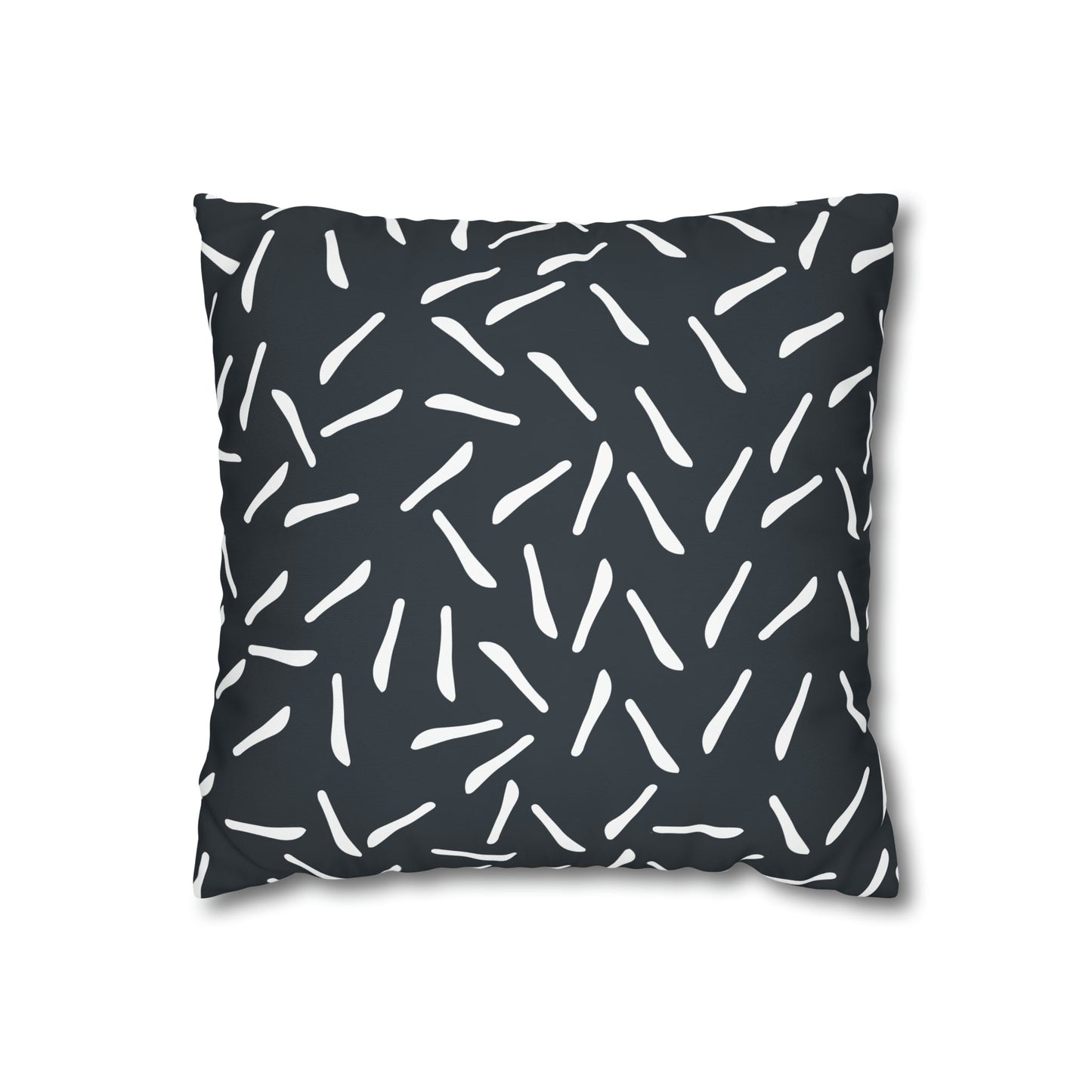 Fleeting Navy white lines Square Poly Canvas Pillowcase - Squirrellyartmama