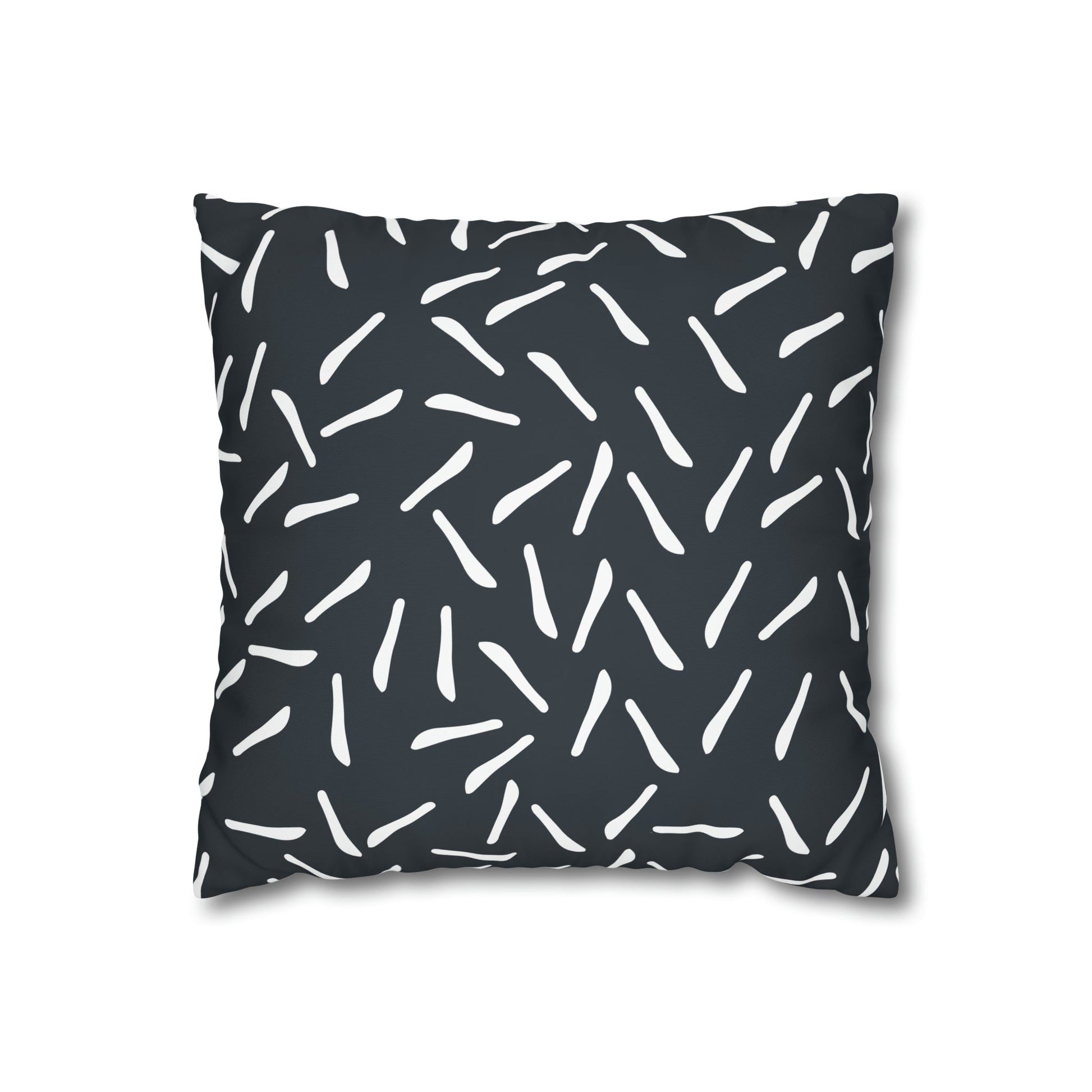 Fleeting Navy white lines Square Poly Canvas Pillowcase - Squirrellyartmama