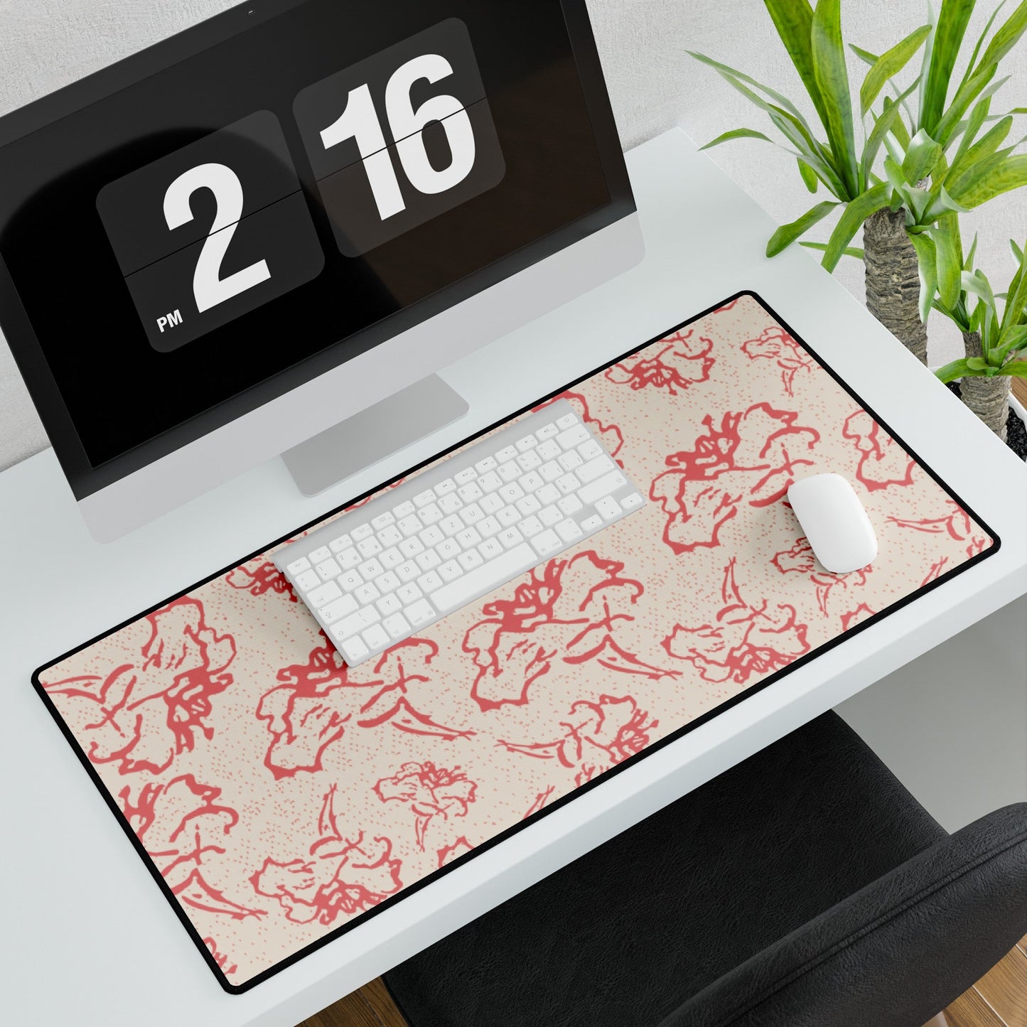 Fleeting Peach Flowers with a Cream Background Desk Mat - Squirrellyartmama