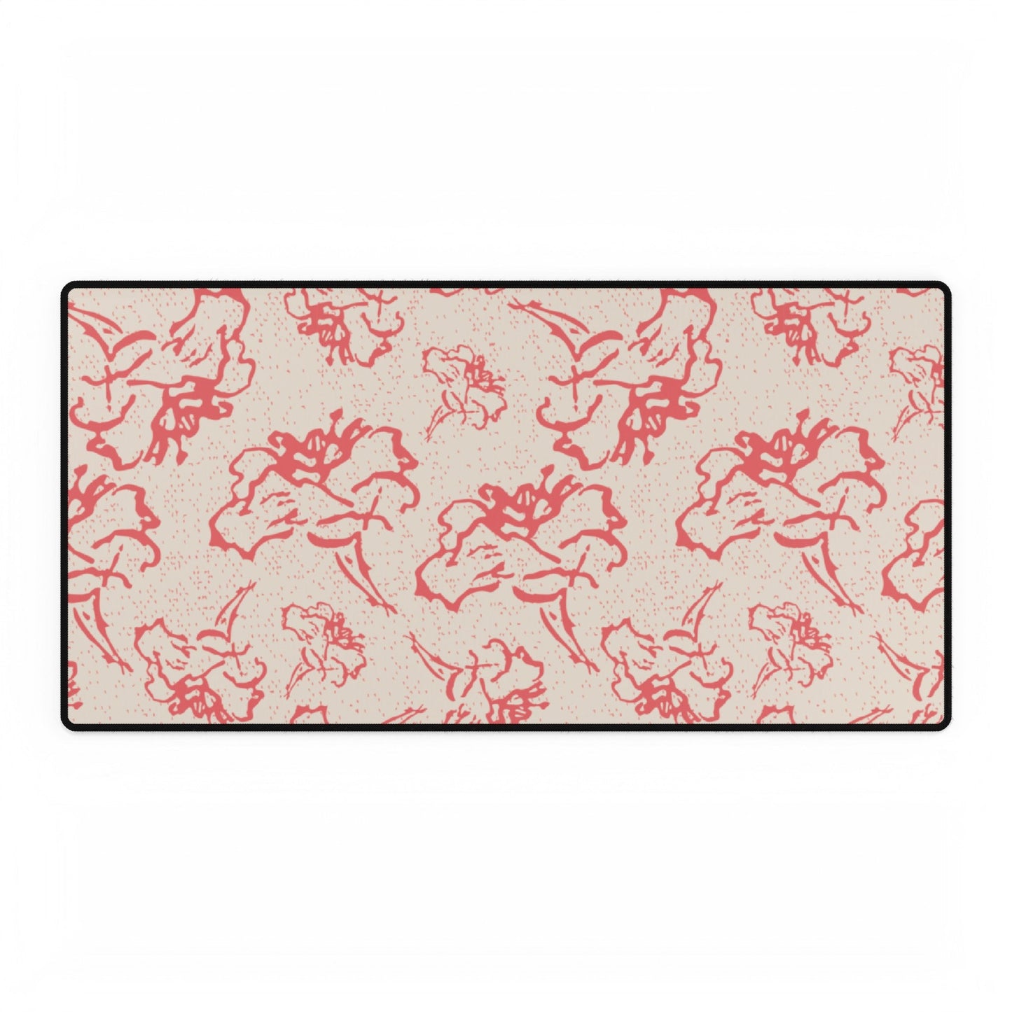 Fleeting Peach Flowers with a Cream Background Desk Mat - Squirrellyartmama