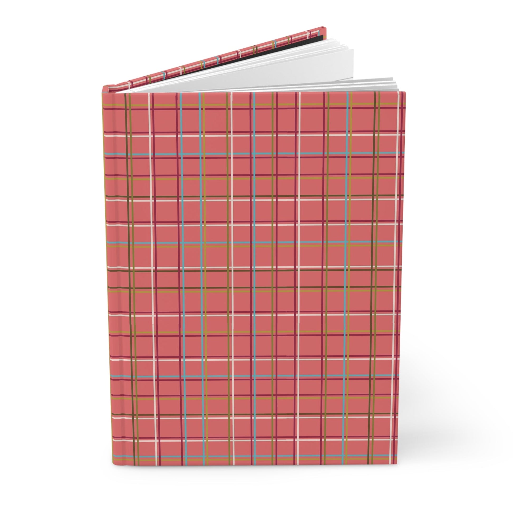 Fleeting Peach Plaid Hardcover Journal Matte - Squirrellyartmama