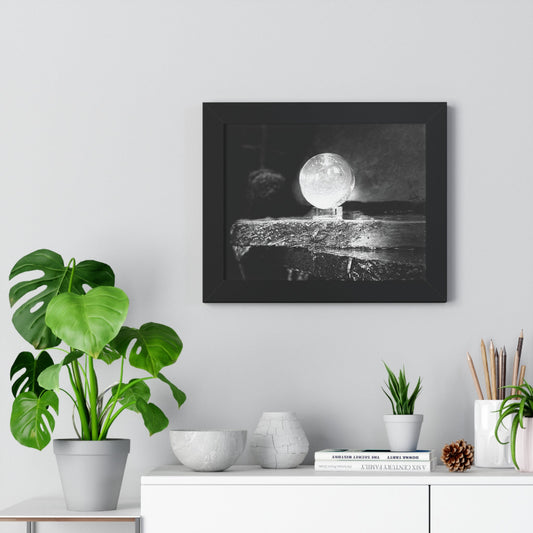 Glass Sphere Black and White Print Framed Horizontal Poster - Squirrellyartmama