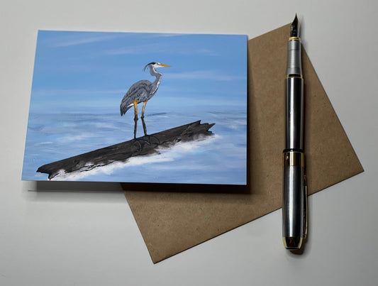 Heron Drifting Blank Greeting Card - Squirrellyartmama