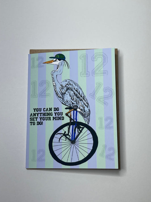 Heron Number 12 Fan Greeting Card - Note card - Squirrellyartmama