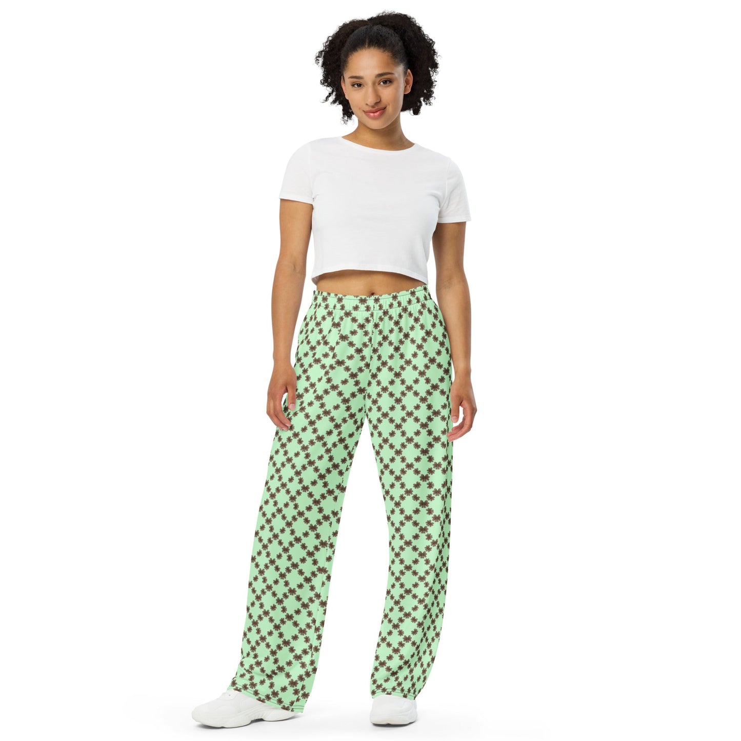 Minty Mocha Blooms wide - leg pants - Squirrellyartmama