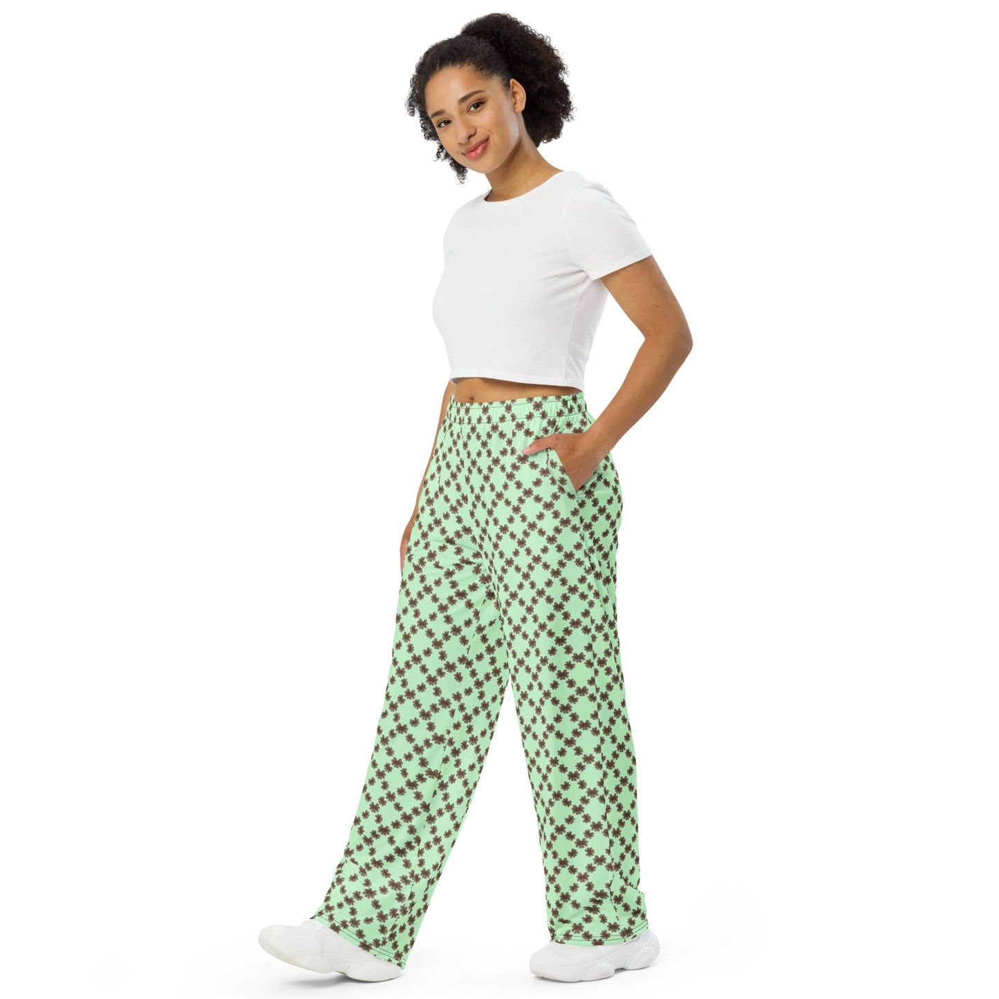 Minty Mocha Blooms wide - leg pants - Squirrellyartmama