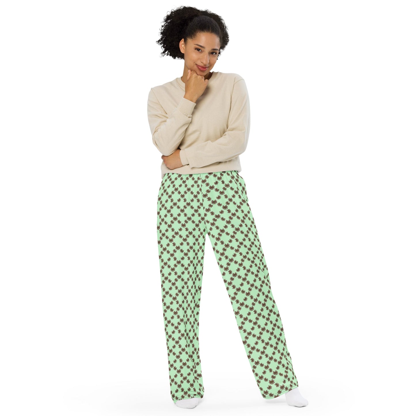 Minty Mocha Blooms wide - leg pants - Squirrellyartmama