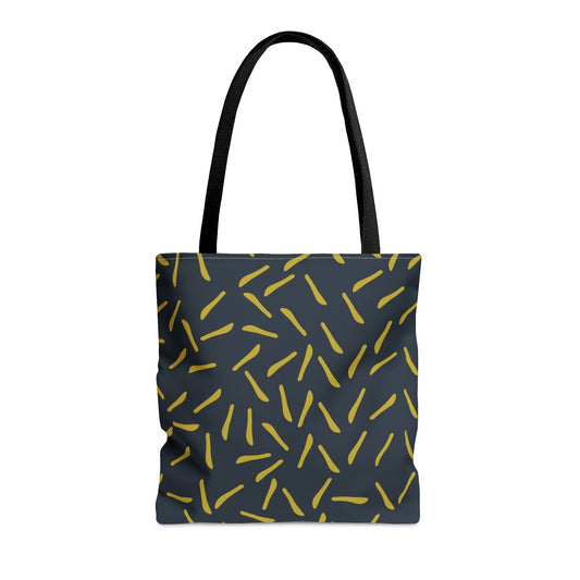 Navy with Green Lines Tote Bag - Squirrellyartmama