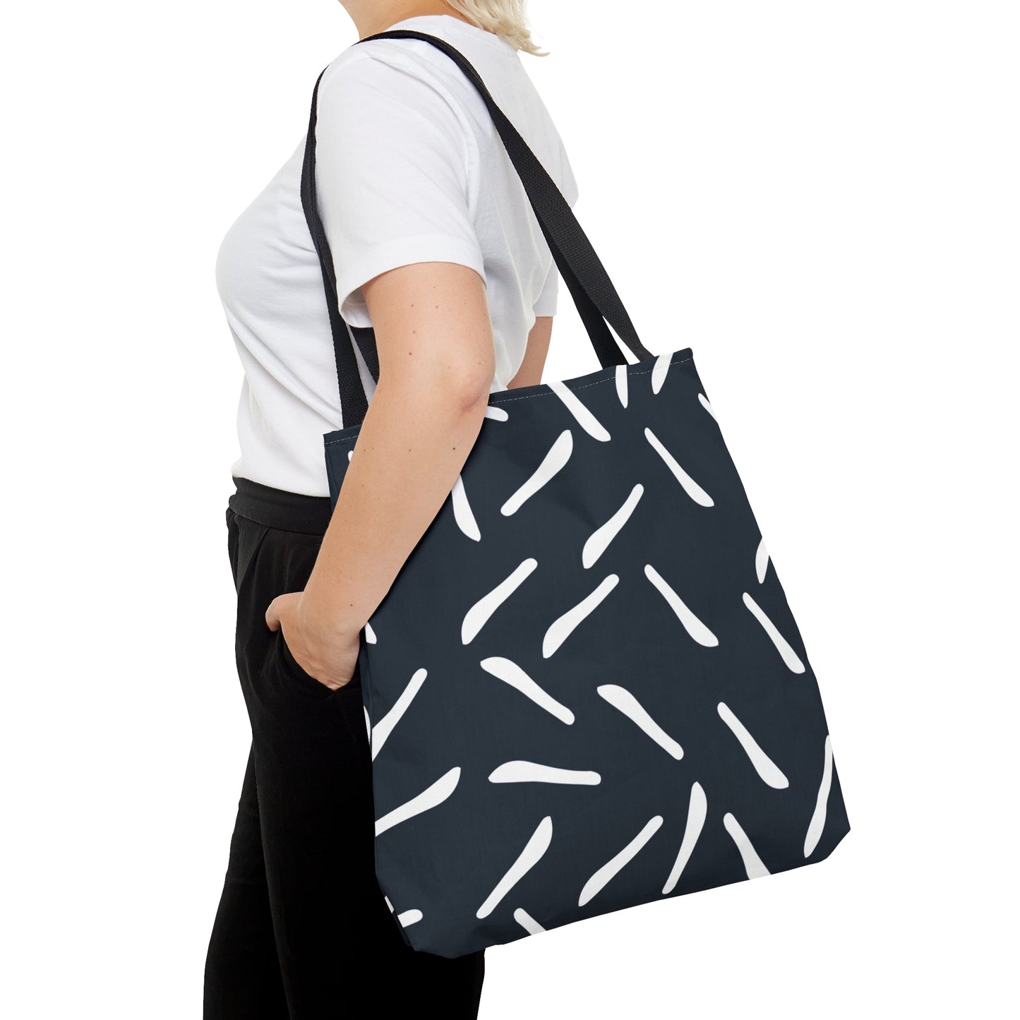 Navy with White Lines Tote Bag - Squirrellyartmama