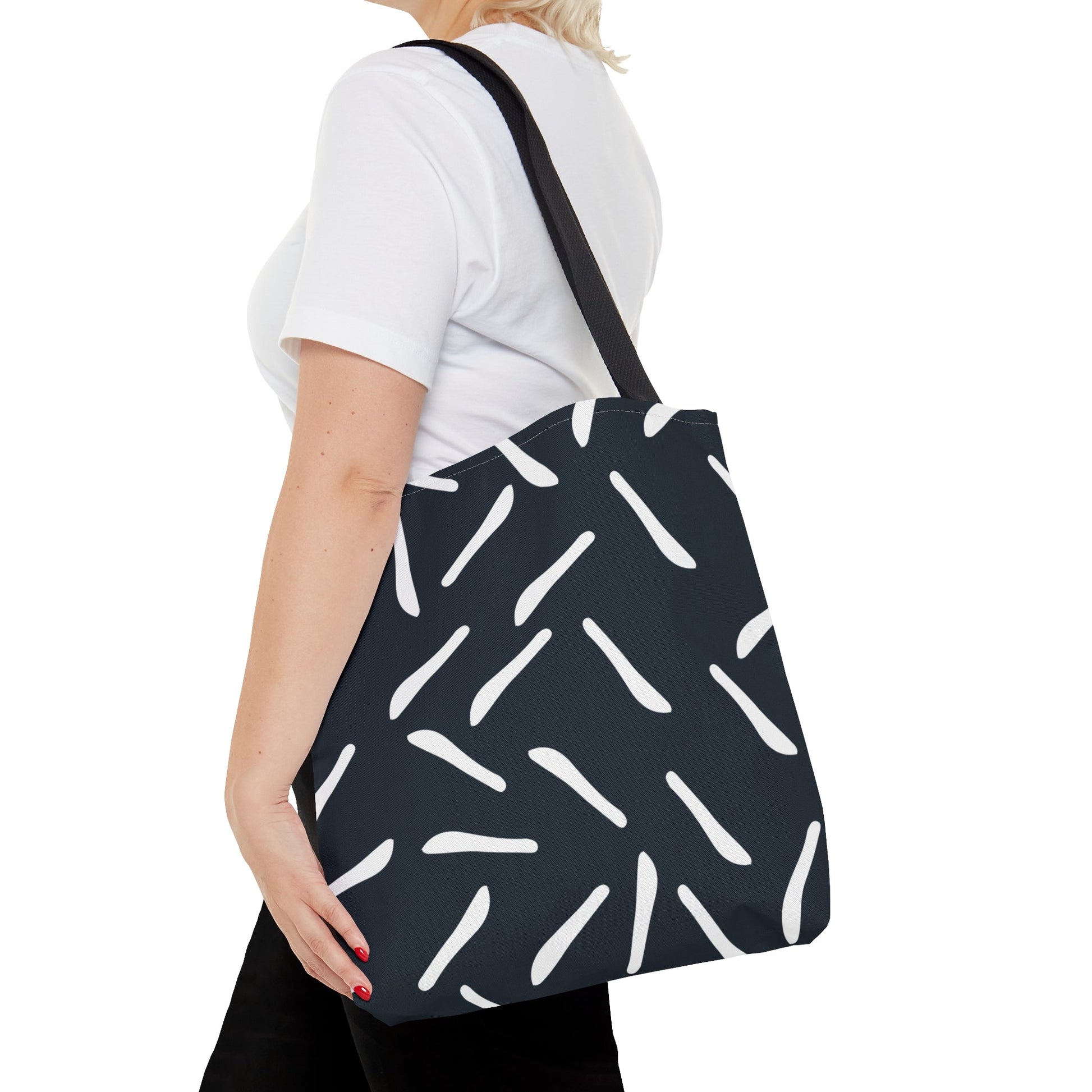 Navy with White Lines Tote Bag - Squirrellyartmama