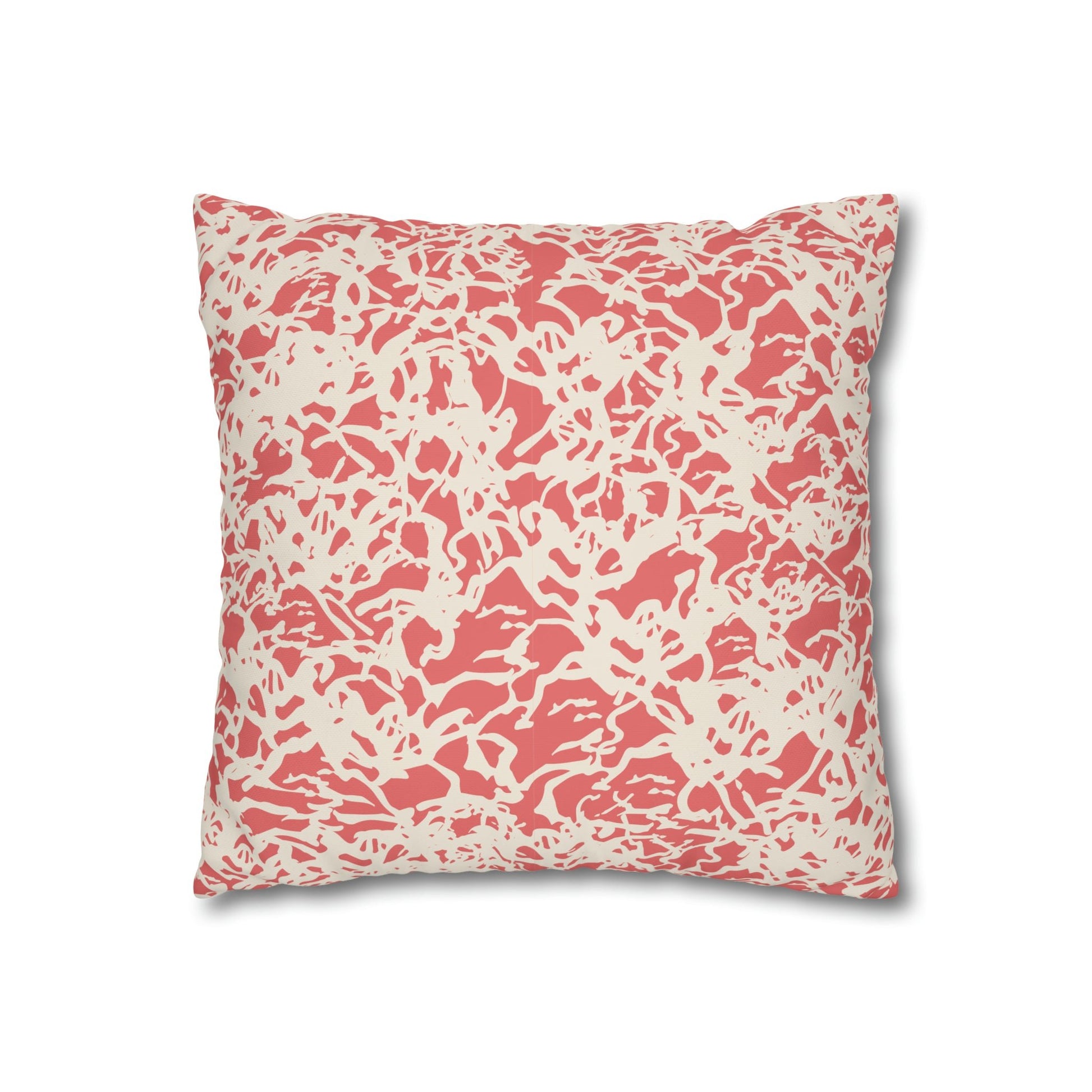 Peach Floral Crown Cream Square Poly Canvas Pillowcase - Squirrellyartmama