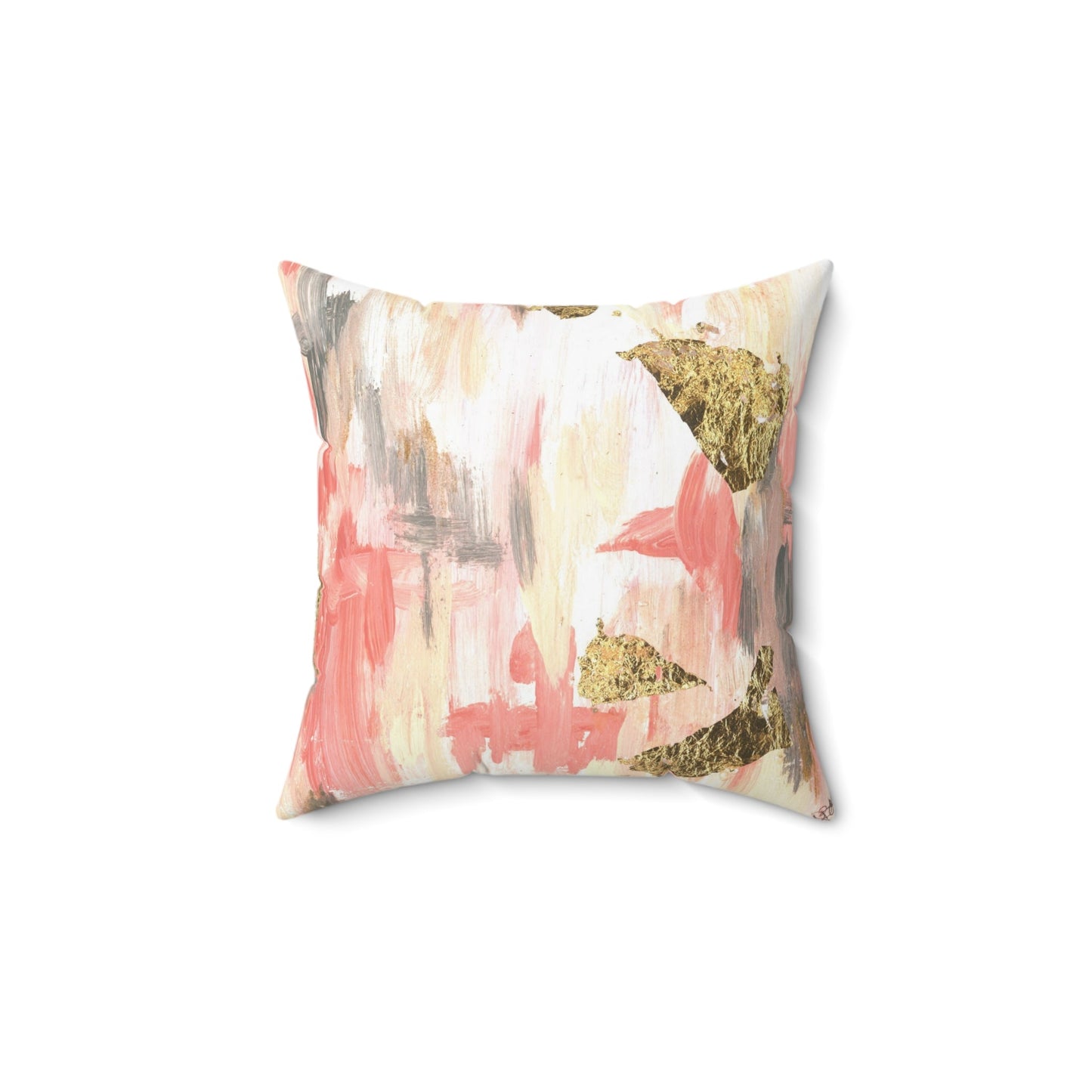 Pillow - Abstract Peach Faux Suede Square Pillow - Squirrellyartmama