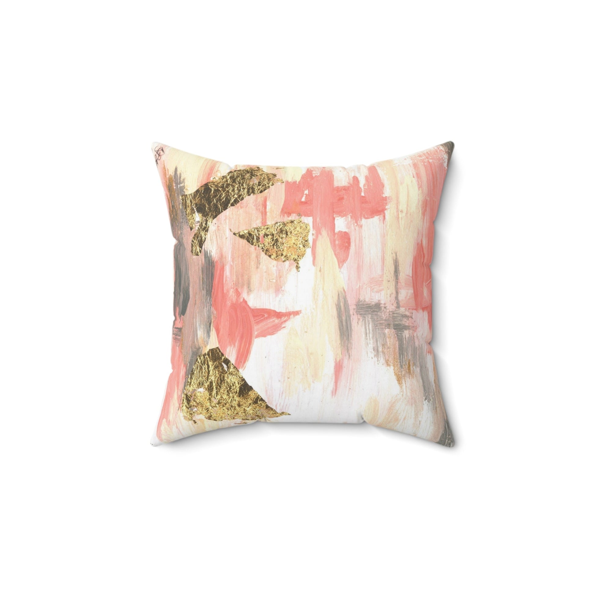 Pillow - Abstract Peach Faux Suede Square Pillow - Squirrellyartmama